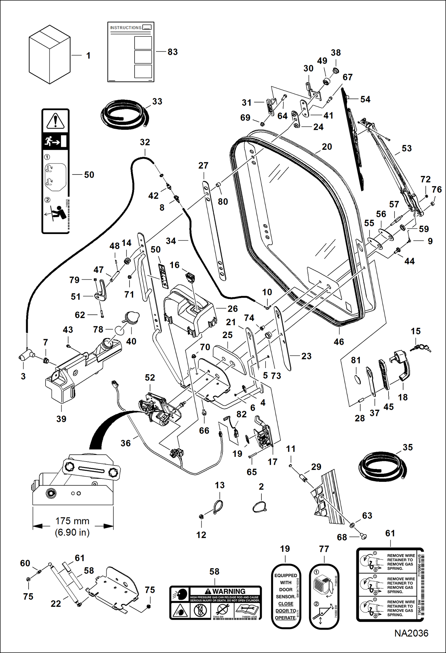 Схема запчастей Bobcat A-Series - CAB DOOR ACCESSORIES & OPTIONS