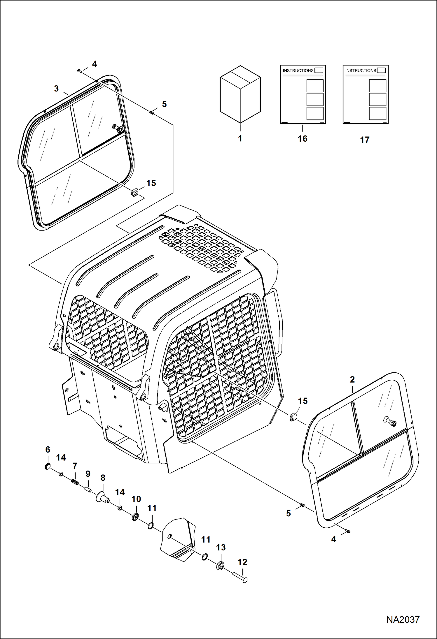 Схема запчастей Bobcat A-Series - CAB WINDOWS (Side) (Glass) ACCESSORIES & OPTIONS