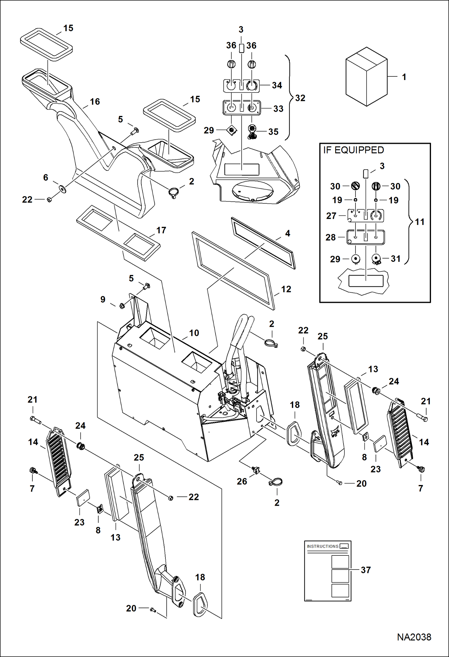 Схема запчастей Bobcat S-Series - HEATER & A/C (Heater Kit) (Metal Housing) ACCESSORIES & OPTIONS