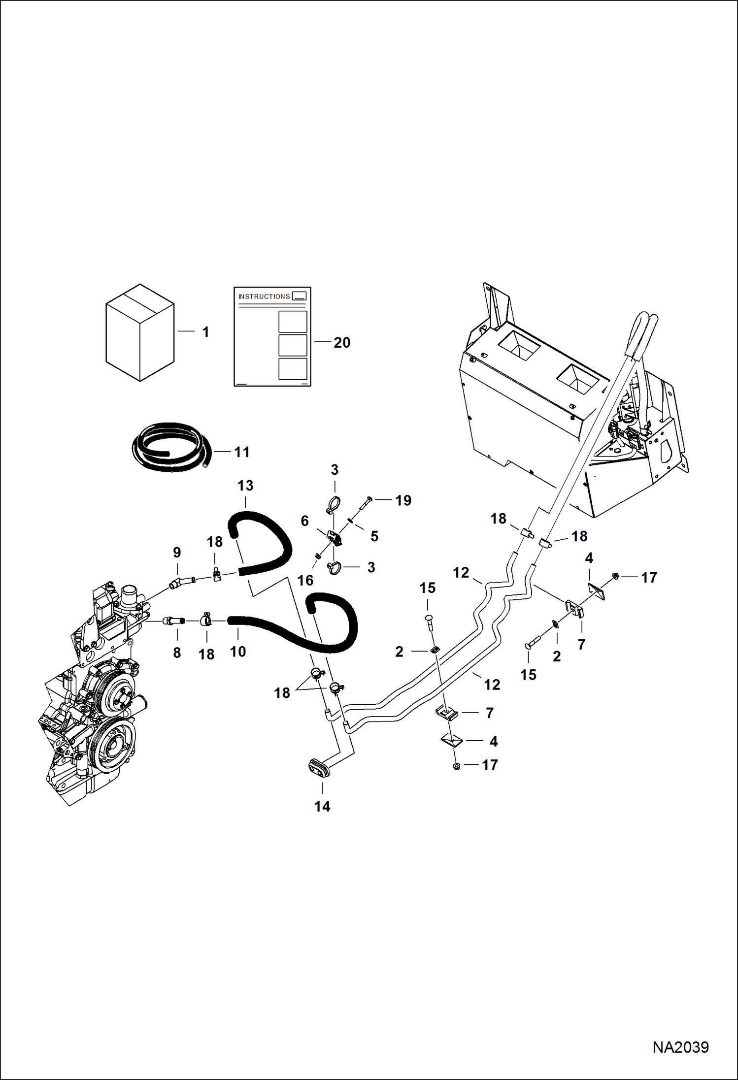 Схема запчастей Bobcat S-Series - HEATER & A/C (Heater Plumbing Kit) (S/N A3NT11001 - , A3NU11001 - ) ACCESSORIES & OPTIONS