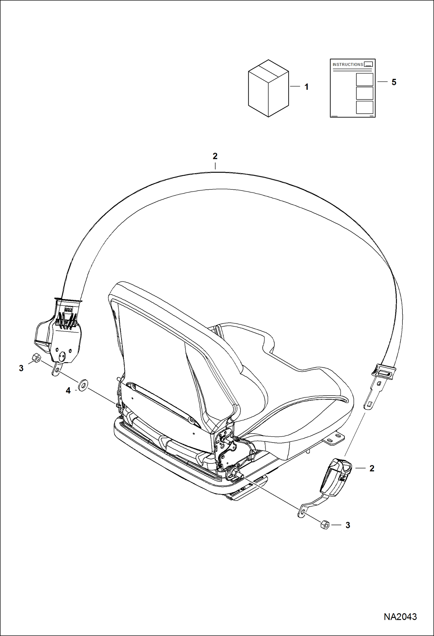 Схема запчастей Bobcat A-Series - SEAT BELT - 3 (Retractable) ACCESSORIES & OPTIONS