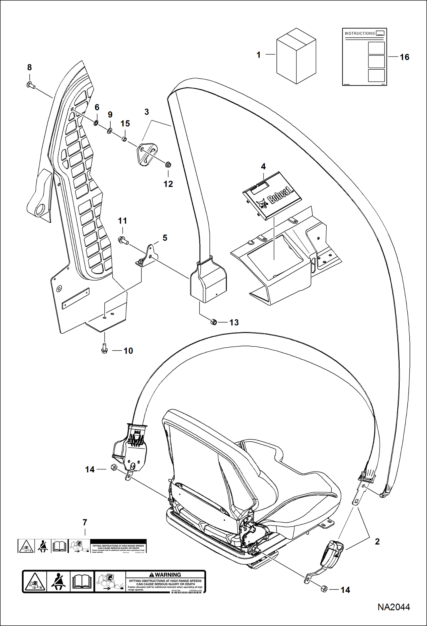 Схема запчастей Bobcat A-Series - SEAT BELT - 2 (Three Point Retractable) ACCESSORIES & OPTIONS