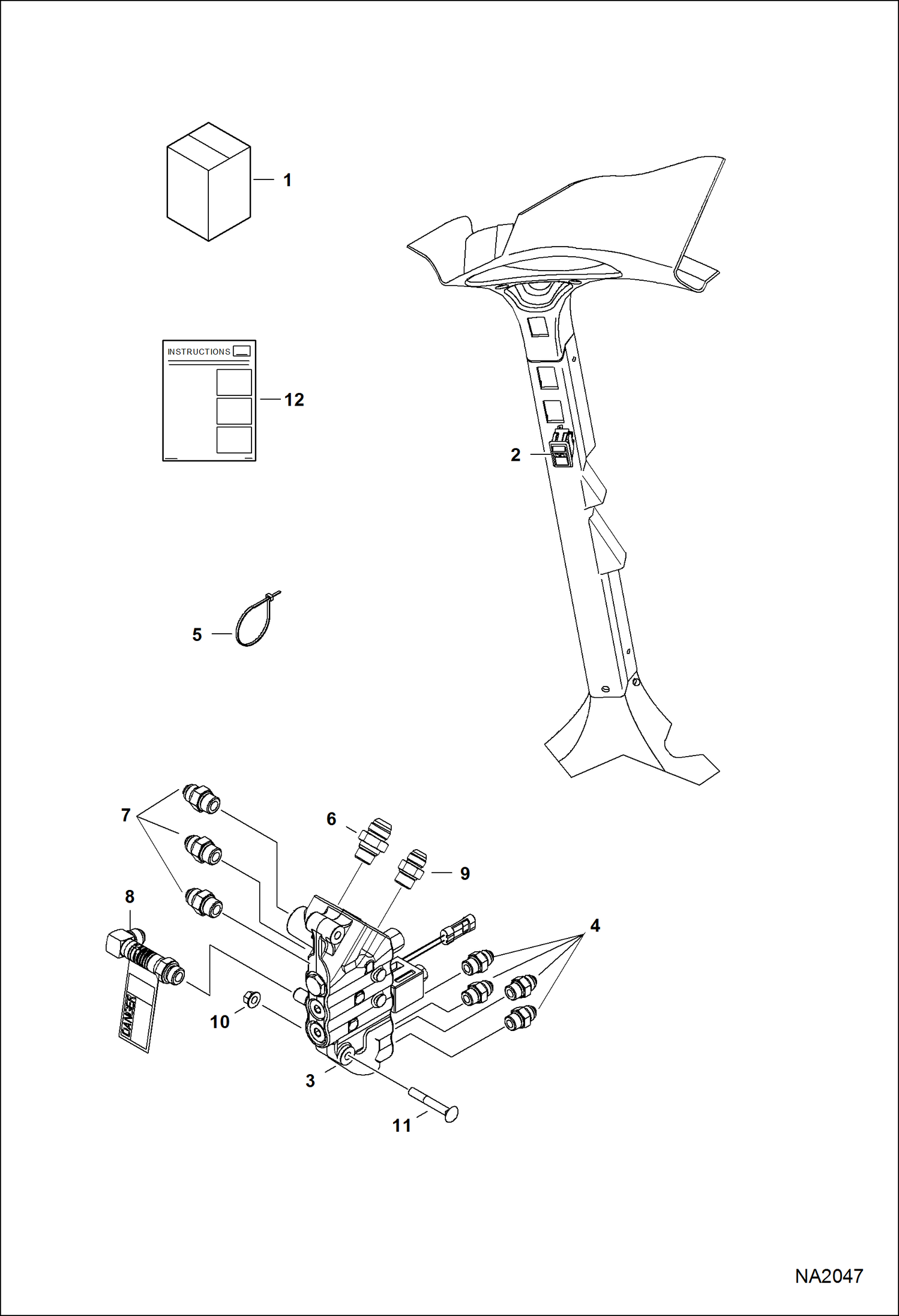 Схема запчастей Bobcat A-Series - BUCKET POSITION VALVE KIT ACCESSORIES & OPTIONS