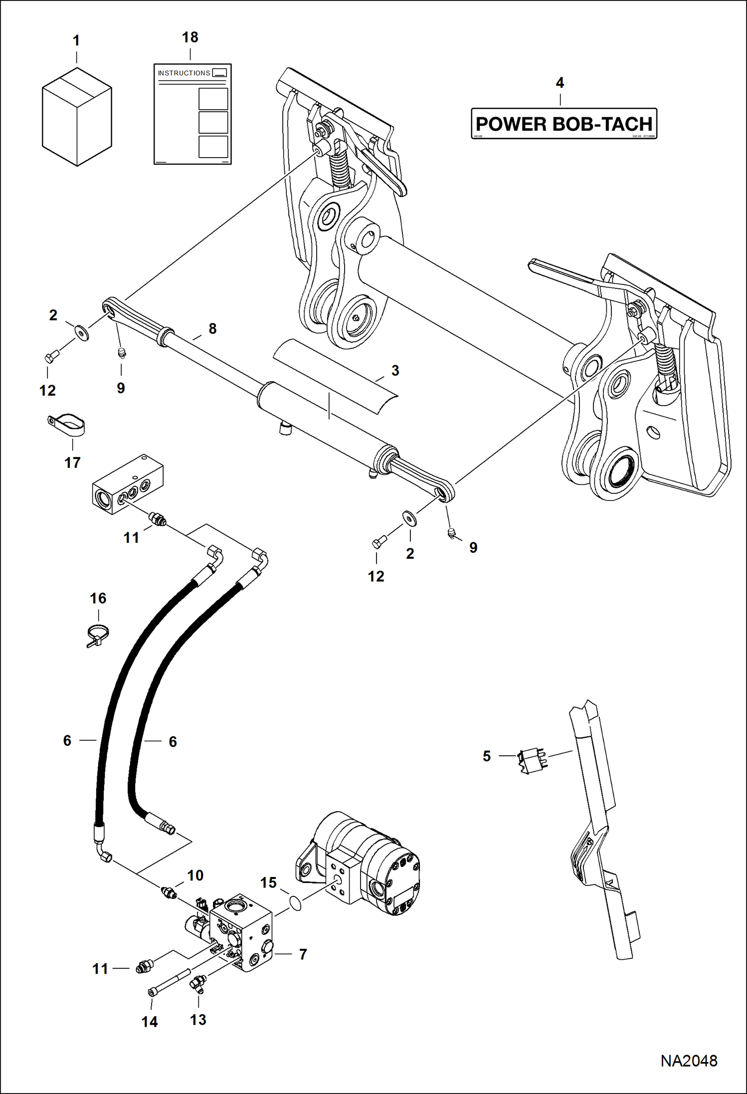 Схема запчастей Bobcat S-Series - POWER BOB-TACH (Kit) (S/N A3NT11001 - 11874, A3NU11001 - 11022) ACCESSORIES & OPTIONS