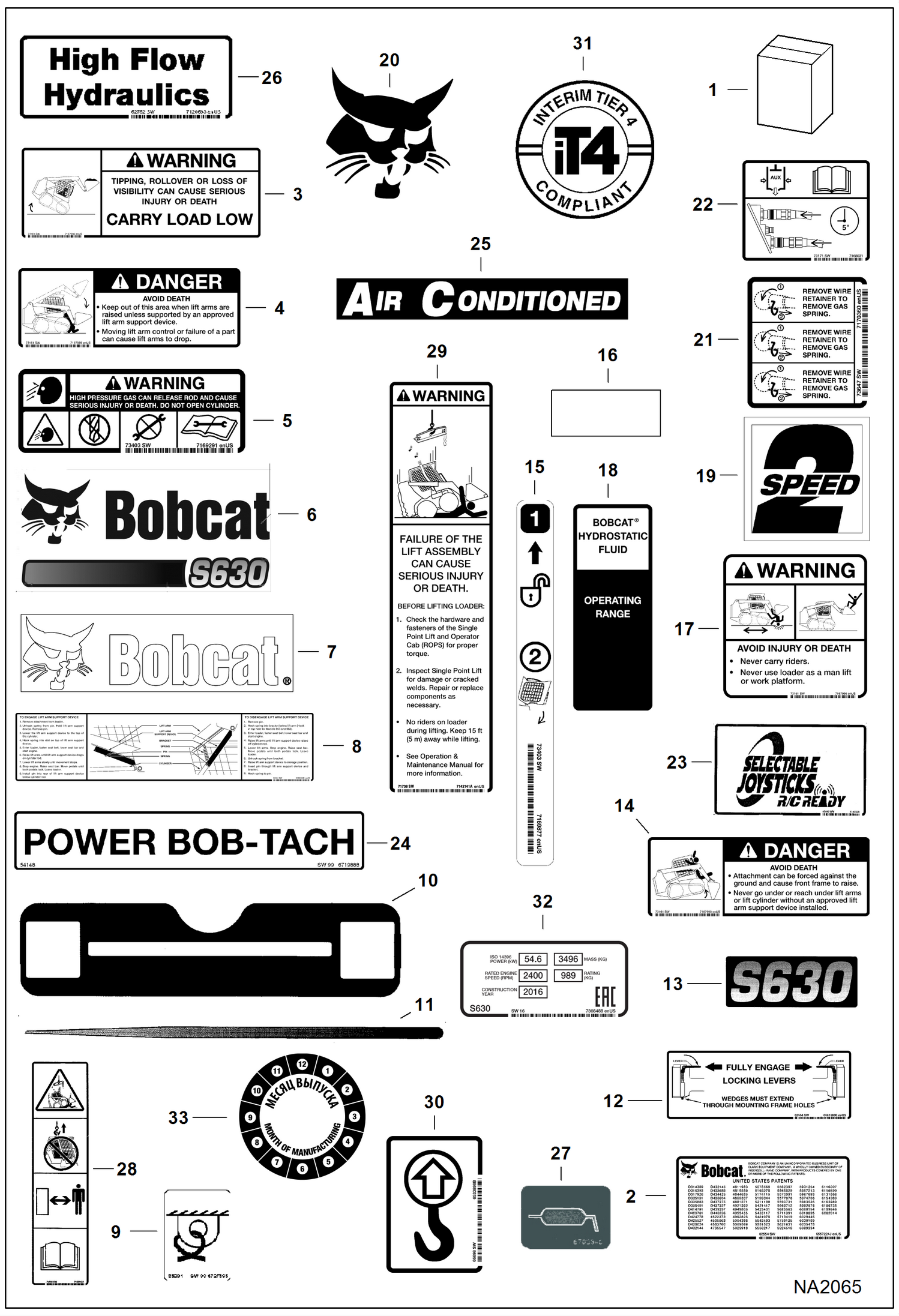 Схема запчастей Bobcat S-Series - DECALS (Outside) ACCESSORIES & OPTIONS