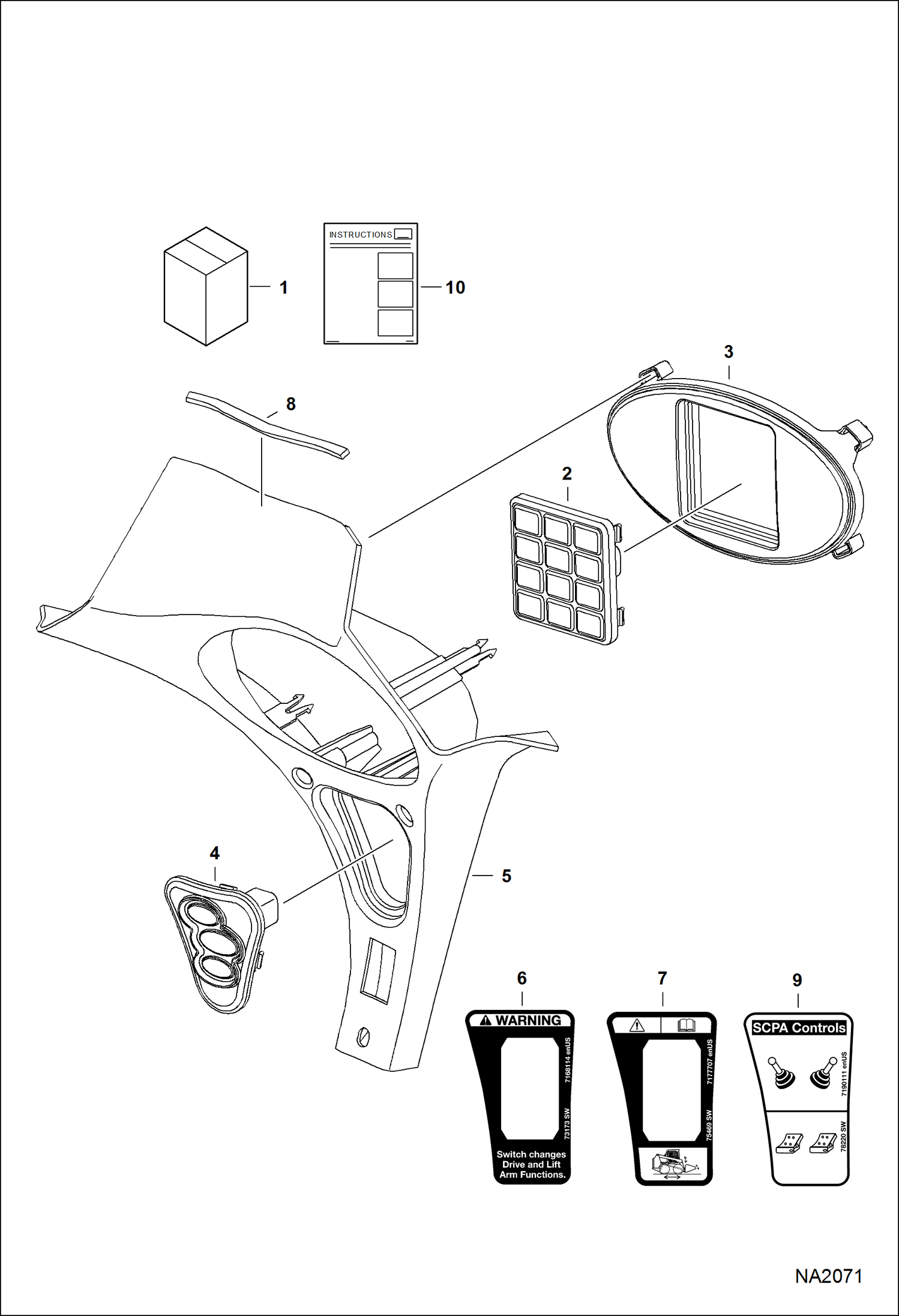 Схема запчастей Bobcat A-Series - KEYLESS PANEL KIT (Push Button Switch) ACCESSORIES & OPTIONS