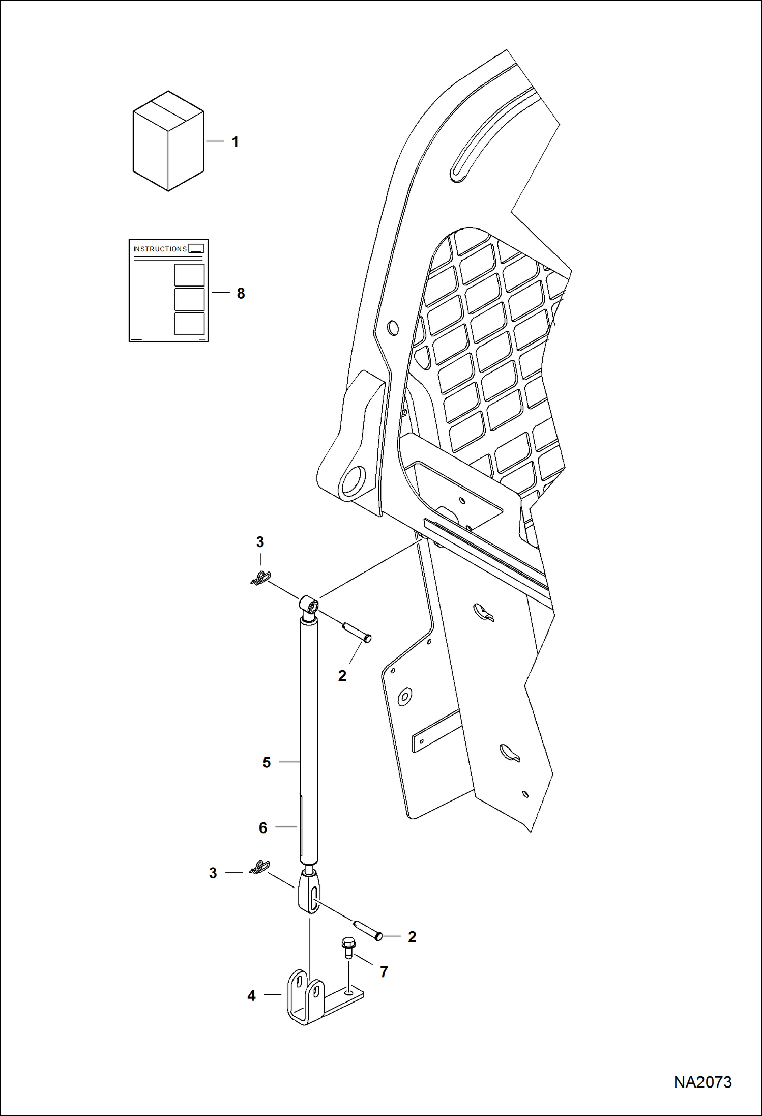 Схема запчастей Bobcat A-Series - GAS SPRING KIT ACCESSORIES & OPTIONS