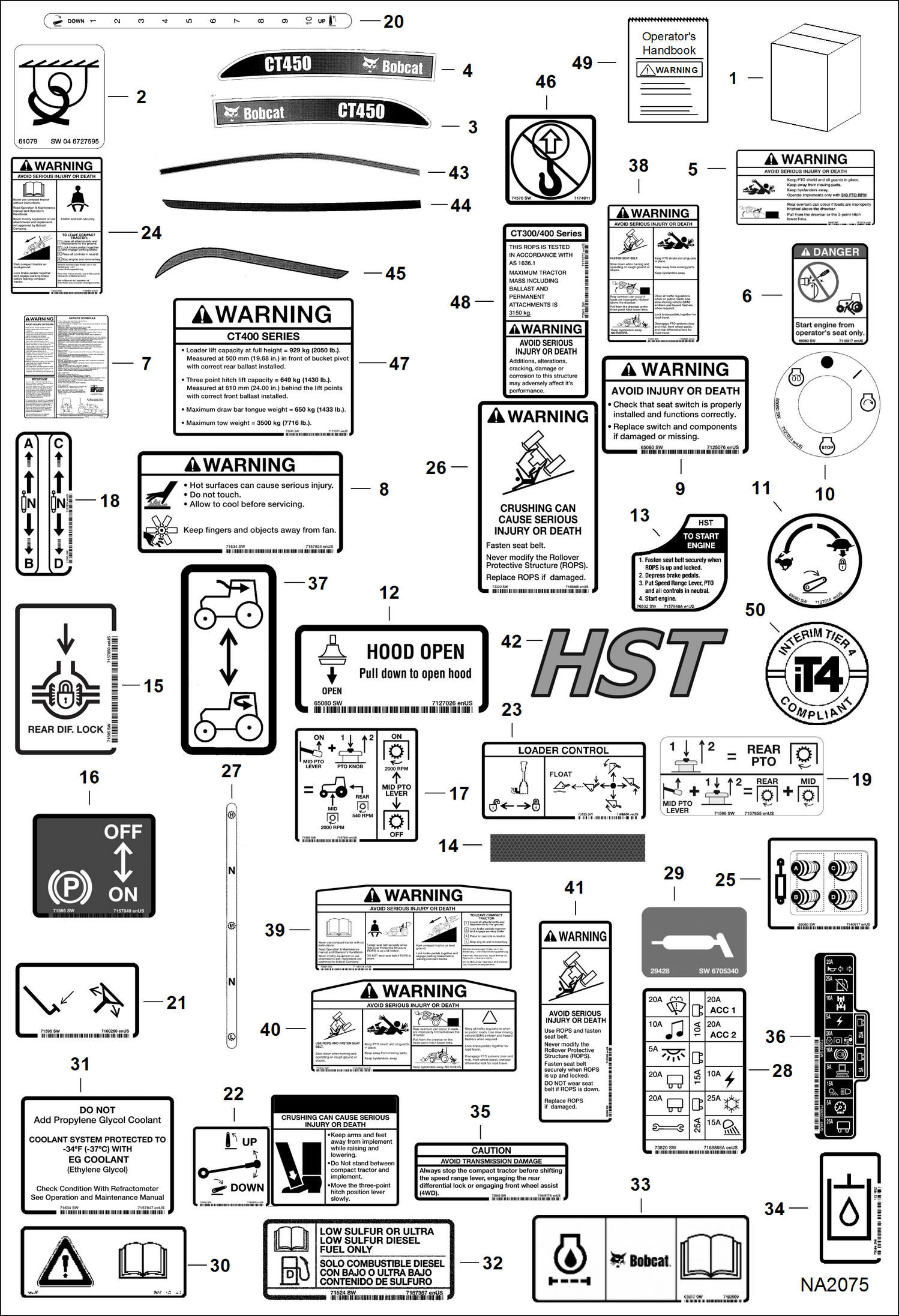 Схема запчастей Bobcat CT450 - DECALS ACCESSORIES & OPTIONS