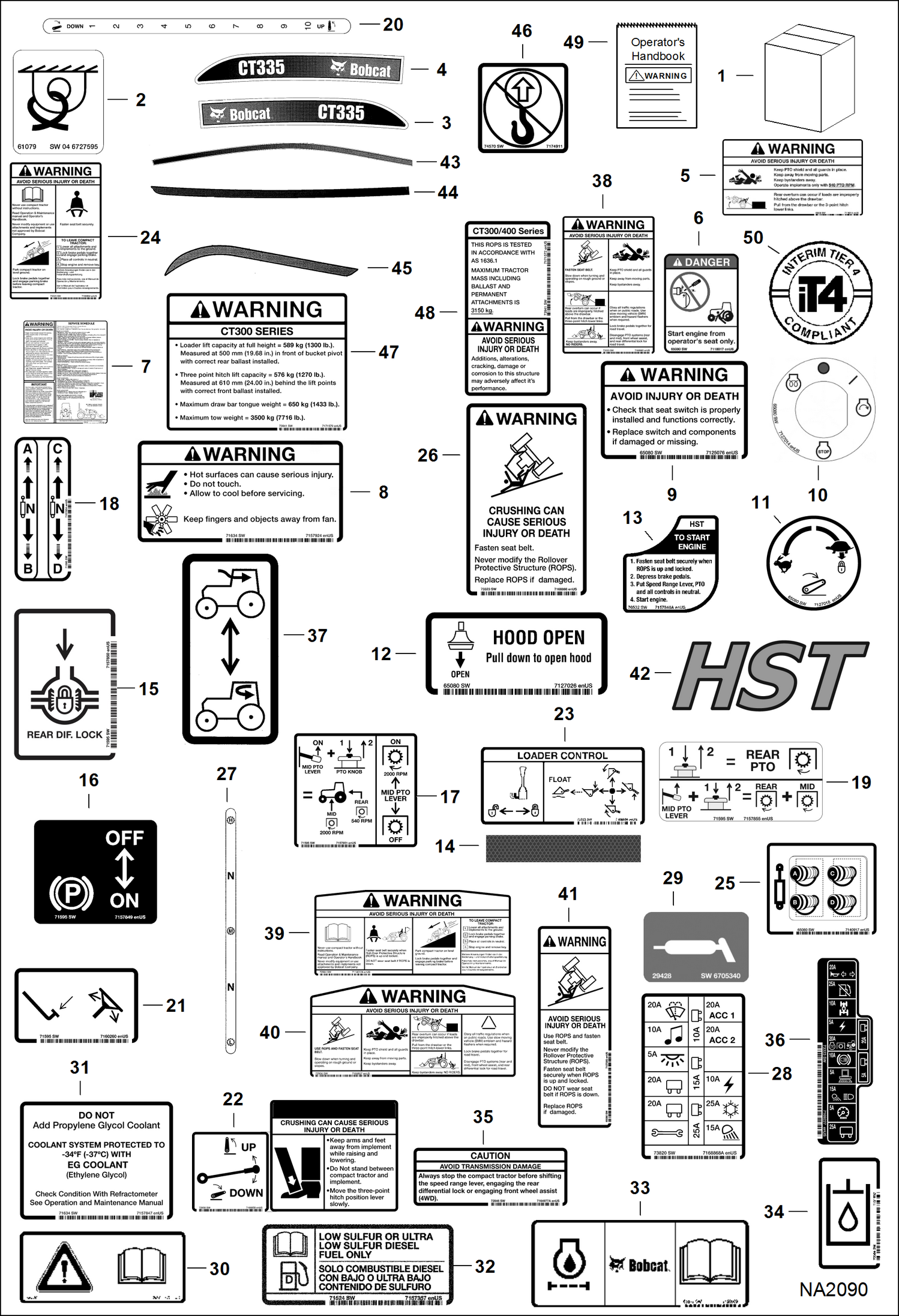 Схема запчастей Bobcat CT335 - DECALS ACCESSORIES & OPTIONS