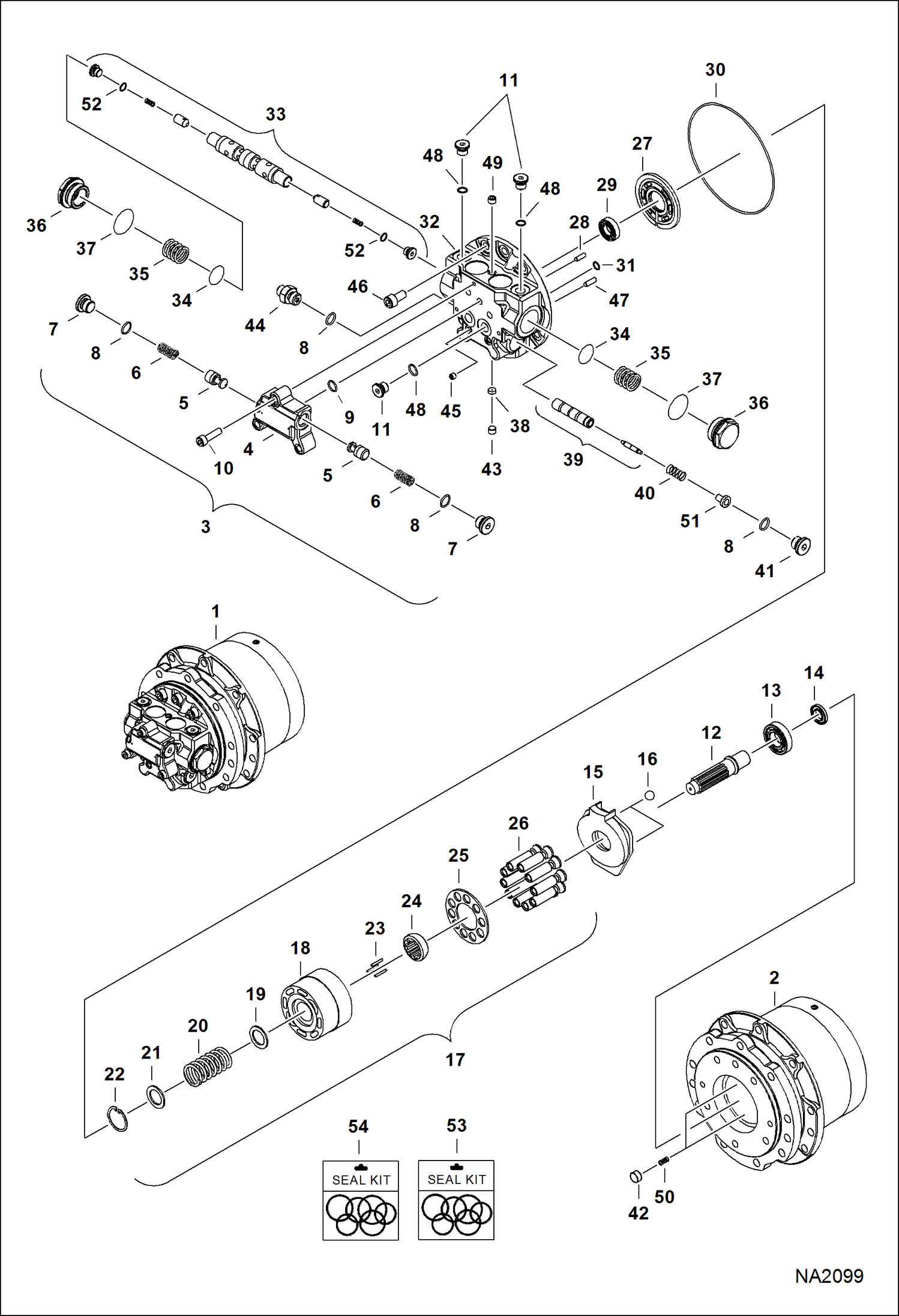 Схема запчастей Bobcat E32 - TRAVEL MOTOR (Assembly) HYDRAULIC SYSTEM