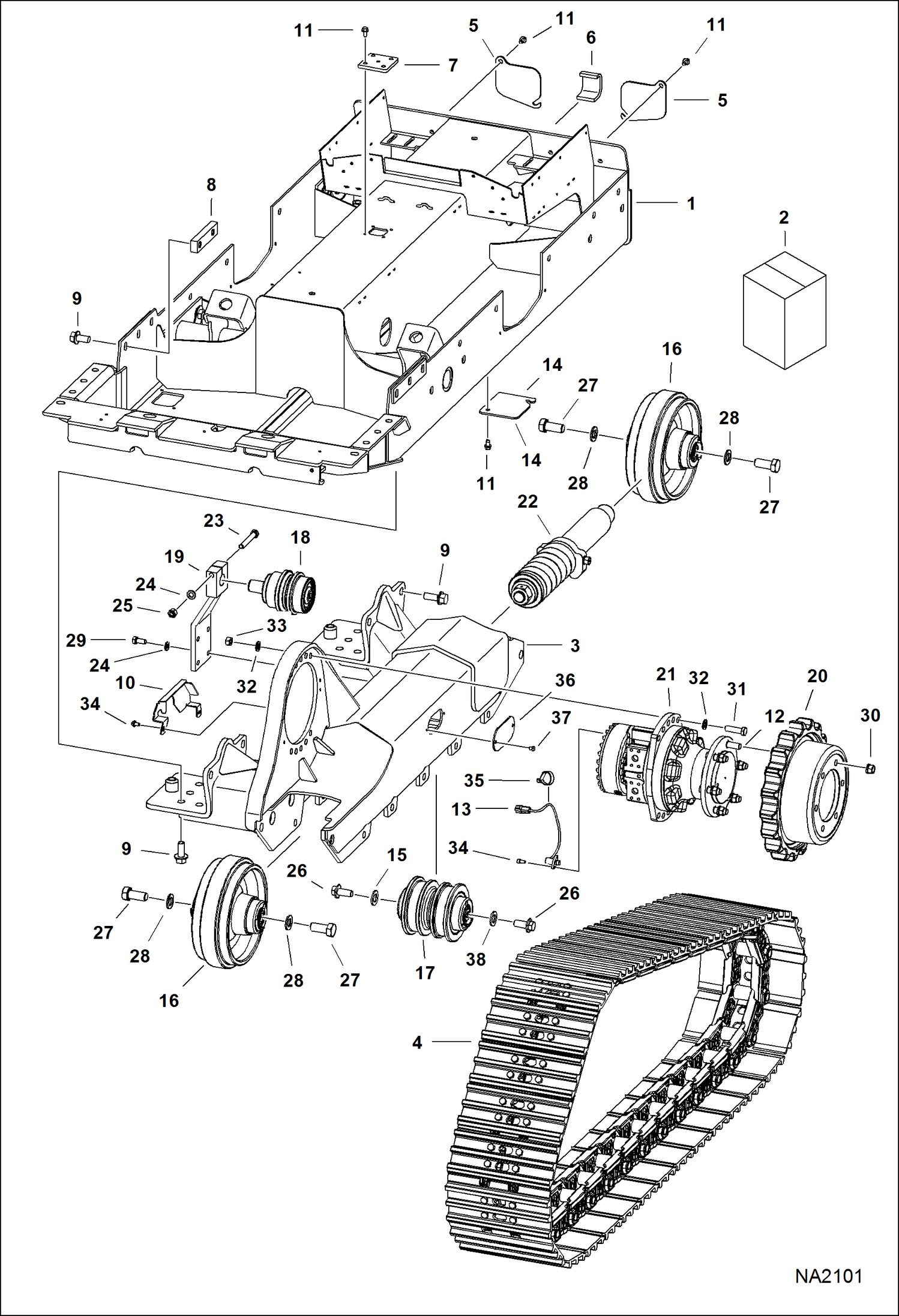 Схема запчастей Bobcat T-Series - DRIVE TRAIN (Steel Tracks) DRIVE TRAIN