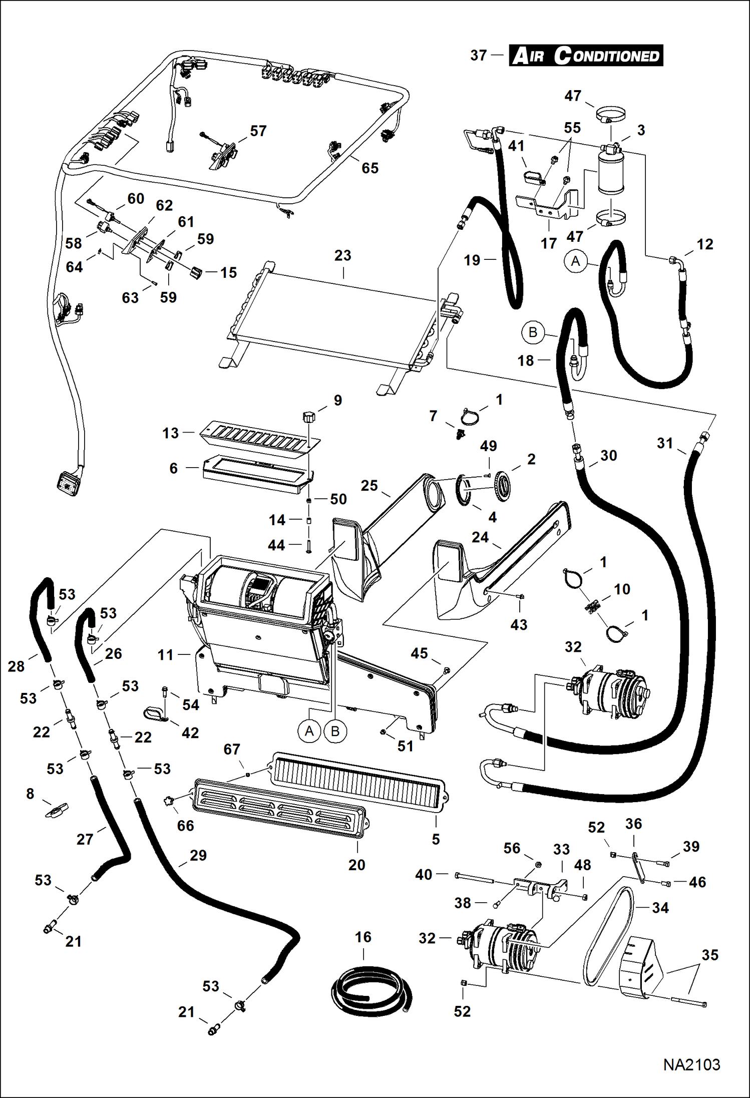 Схема запчастей Bobcat S-Series - HEATER & A/C (Plastic Housing) ACCESSORIES & OPTIONS