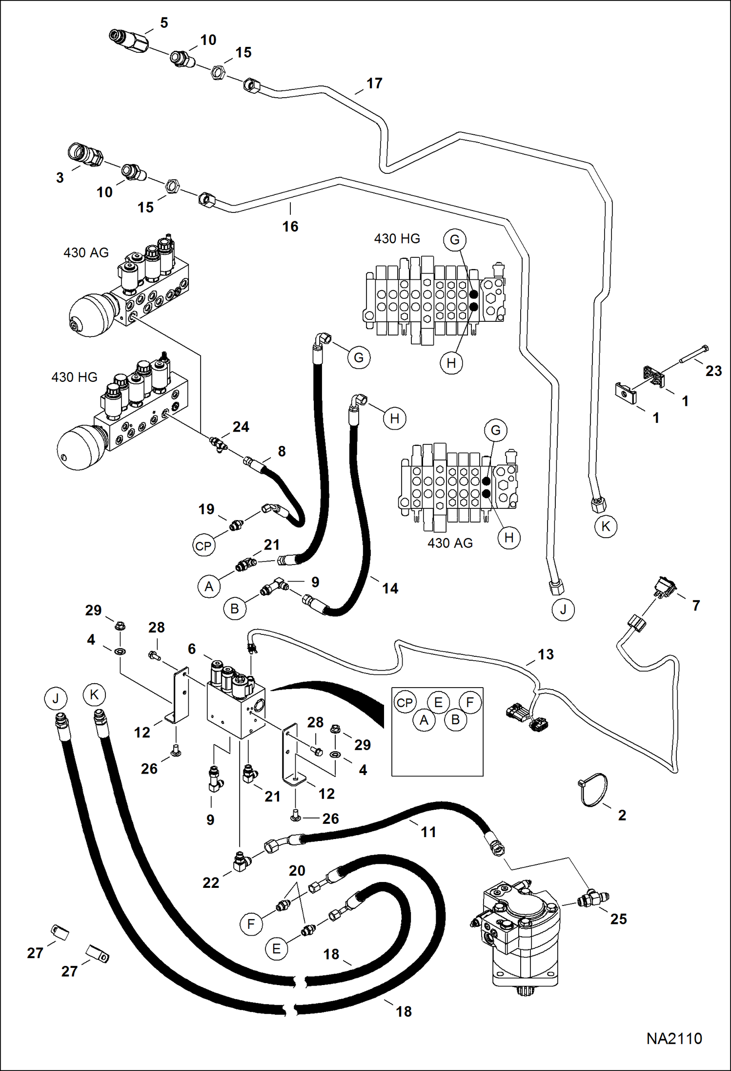 Схема запчастей Bobcat 430 - SECONDARY AUXILIARY (Option) ACCESSORIES & OPTIONS