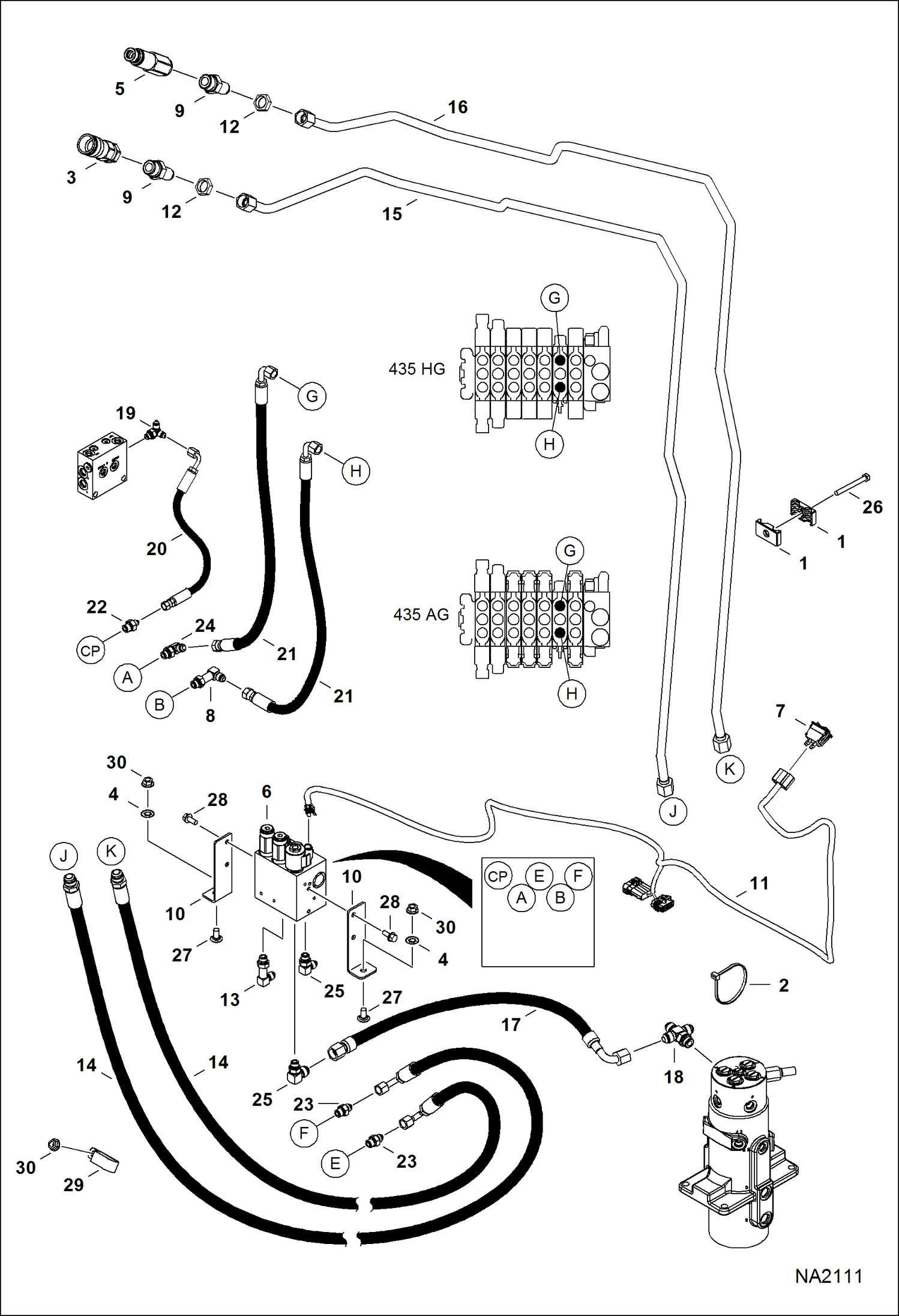 Схема запчастей Bobcat 435 - SECONDARY AUXILIARY (Option) ACCESSORIES & OPTIONS