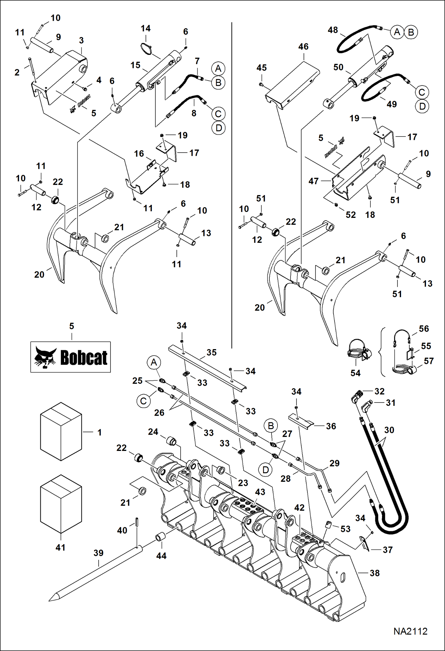 Схема запчастей Bobcat GRAPPLES - INDUSTRIAL GRAPPLE FORK 66 (Two Piece Tubelines) (66 AF0U00101 - 02282) Loader