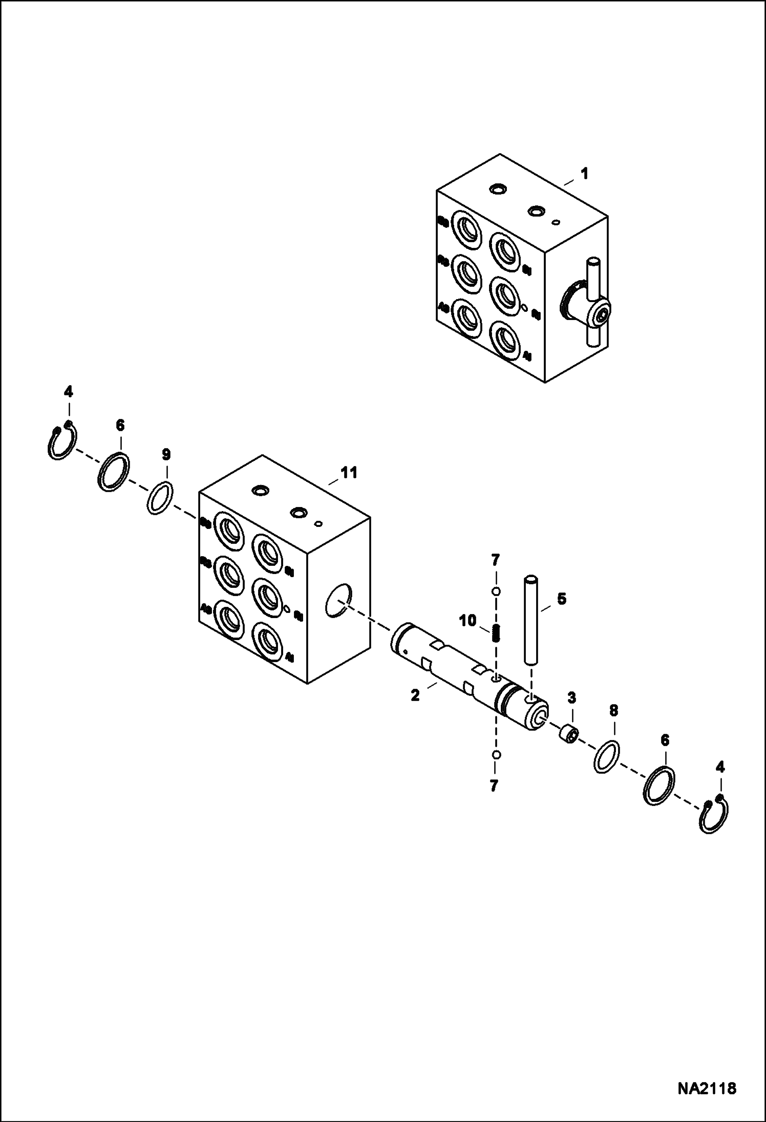 Схема запчастей Bobcat E55 - SELECTOR VALVE ASSY (JPS) (ISO/STD) HYDRAULIC SYSTEM