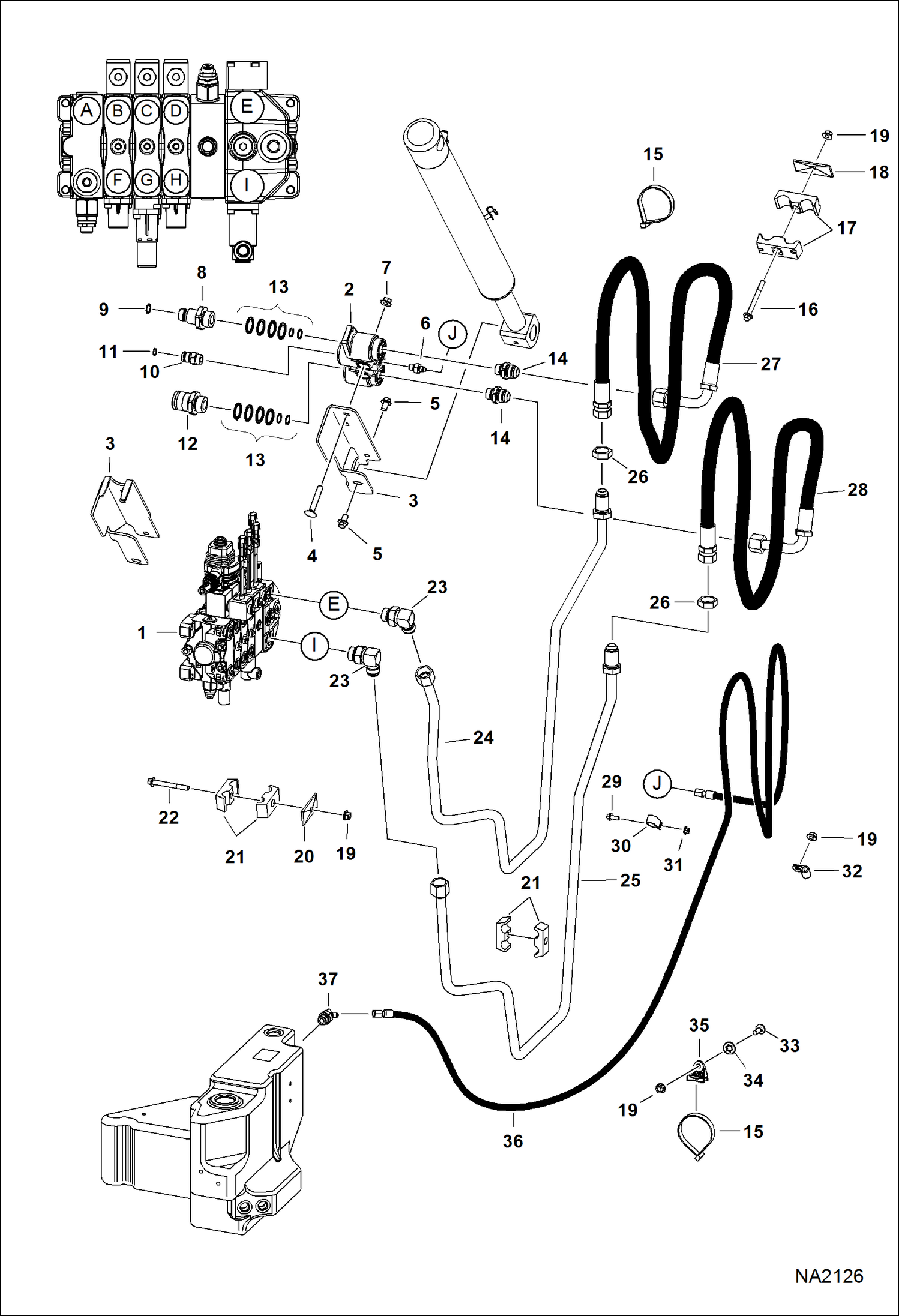 Схема запчастей Bobcat 5600 - HYDRAULIC CIRCUITRY (Standard & High Flow Auxiliary) (A0W116220 & Above) HYDRAULIC SYSTEM