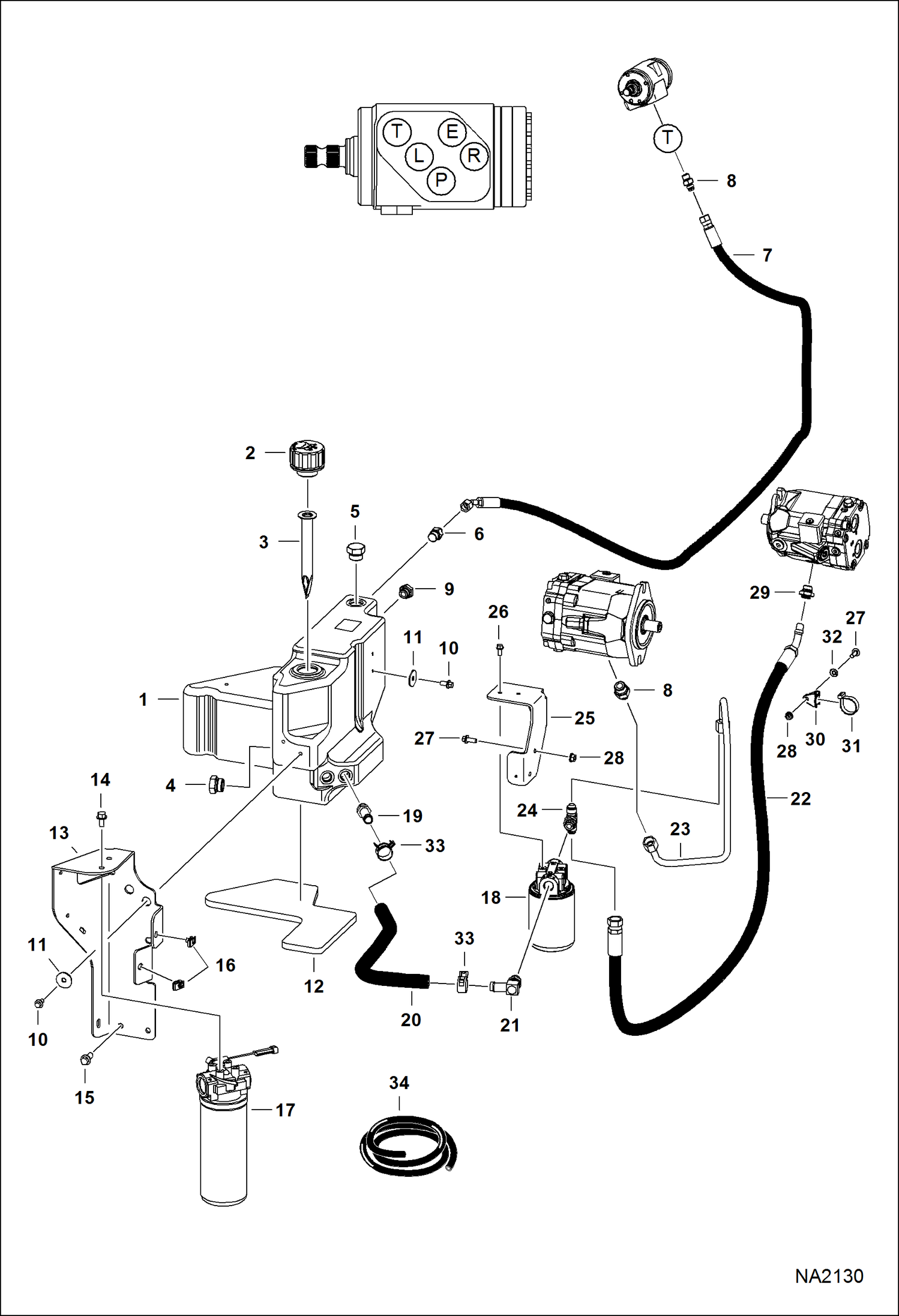 Схема запчастей Bobcat 5610 - HYDRAULIC CIRCUITRY (Tank) (A7Y712017 & Above) HYDRAULIC SYSTEM