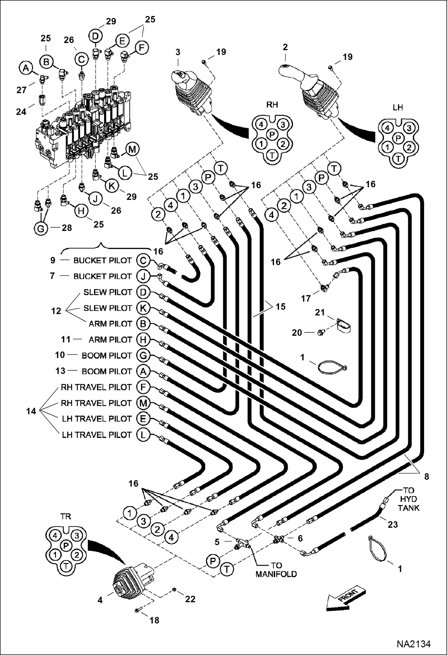 Схема запчастей Bobcat 331 - HYDRAULIC CIRCUITRY (Pilot) HYDRAULIC SYSTEM