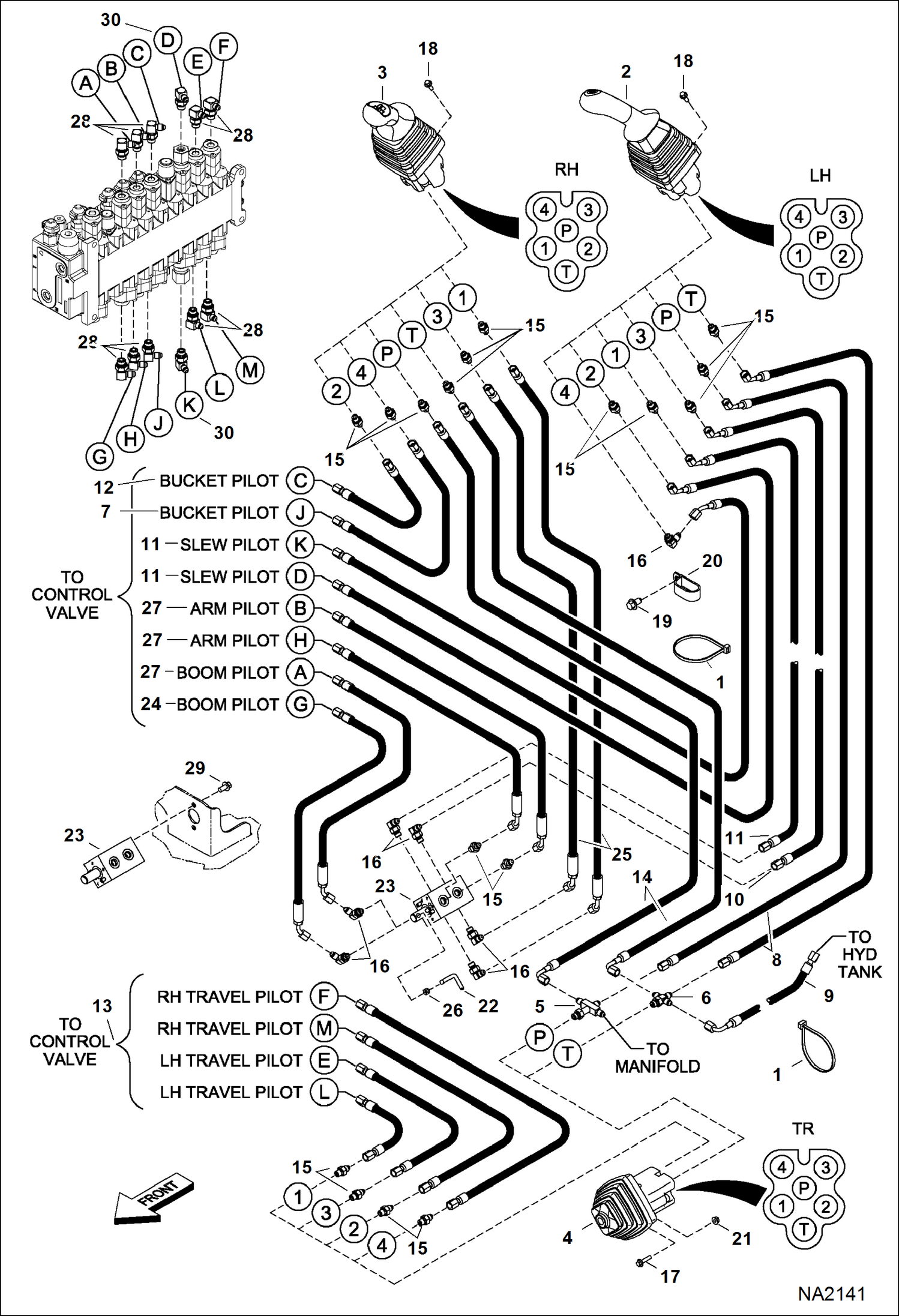 Схема запчастей Bobcat 335 - HYDRAULIC CIRCUITRY (Pilot ISO/STD) HYDRAULIC SYSTEM