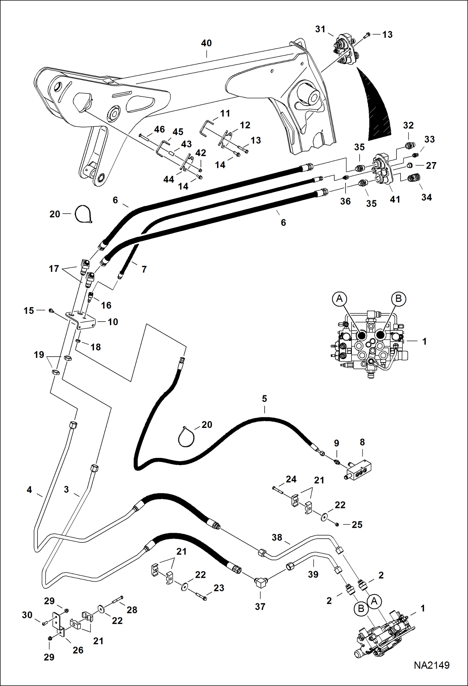 Схема запчастей Bobcat A-Series - AUXILIARY HYDRAULICS (S/N A3P611001 - 11541, A3P711001 - 11565) HYDRAULIC SYSTEM