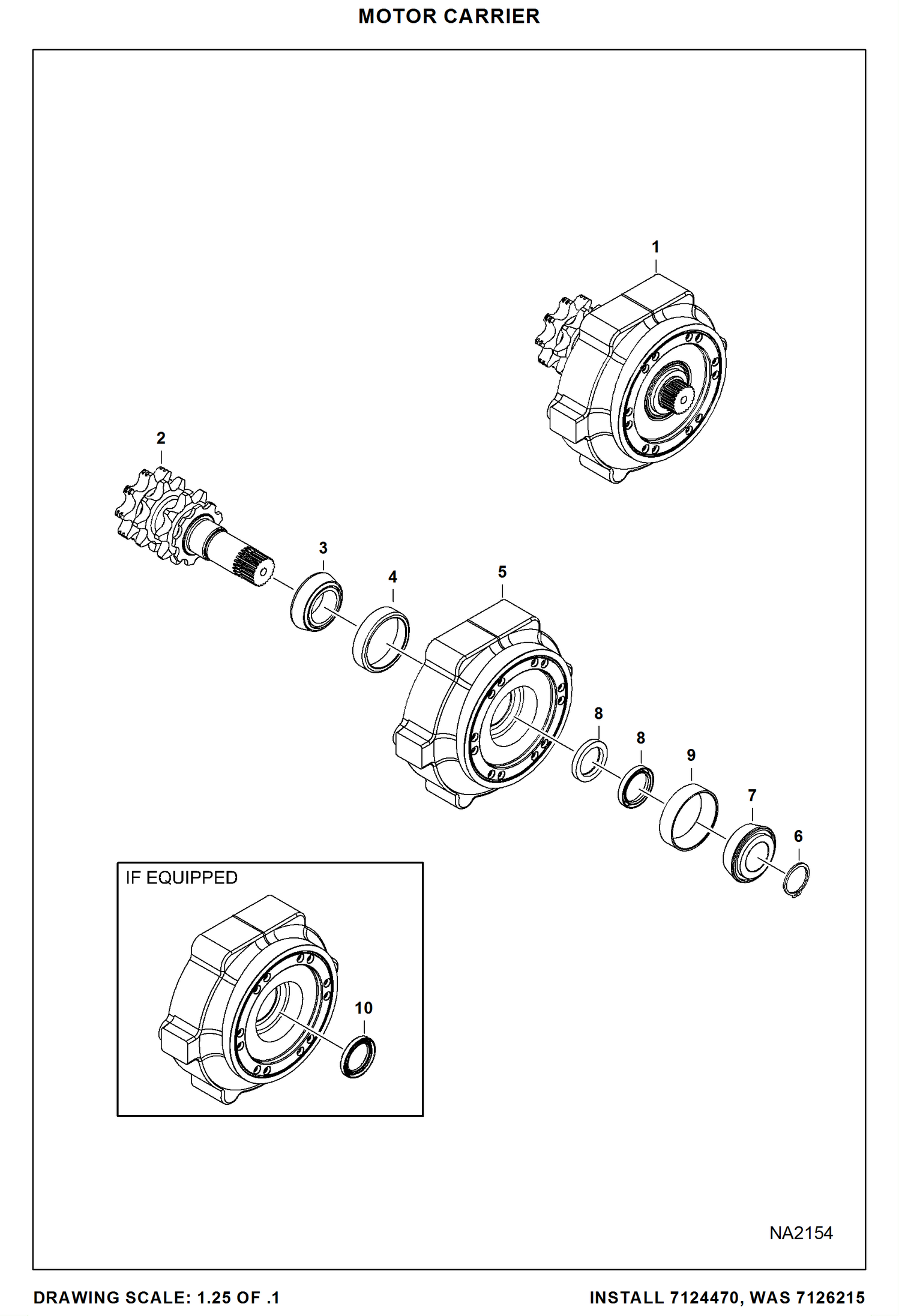 Схема запчастей Bobcat A-Series - MOTOR CARRIER (Drive Motor Mount Assy) (W/O Speed Sensor) DRIVE TRAIN