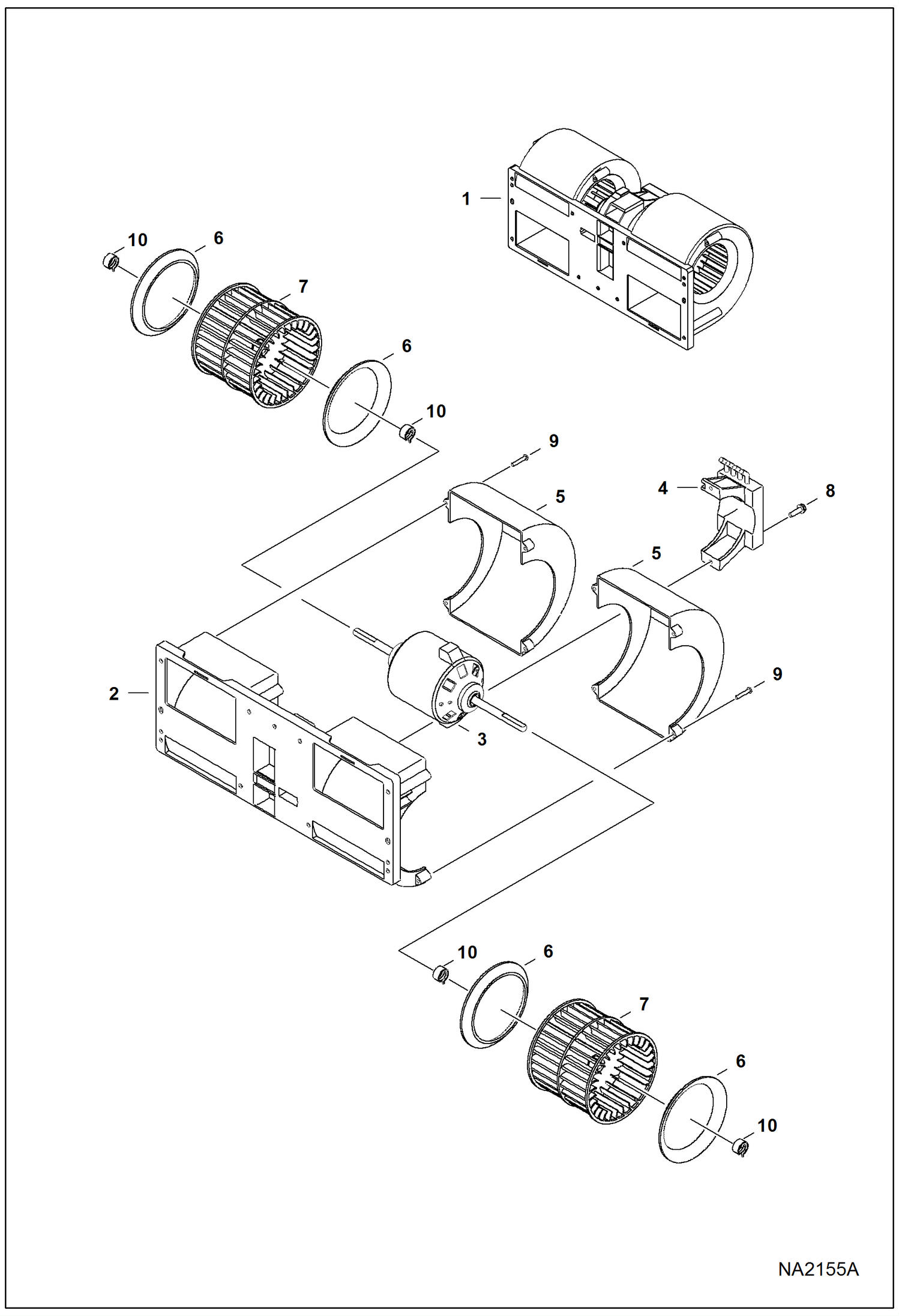 Схема запчастей Bobcat A-Series - HEATER & A/C (Blower Assembly) ACCESSORIES & OPTIONS