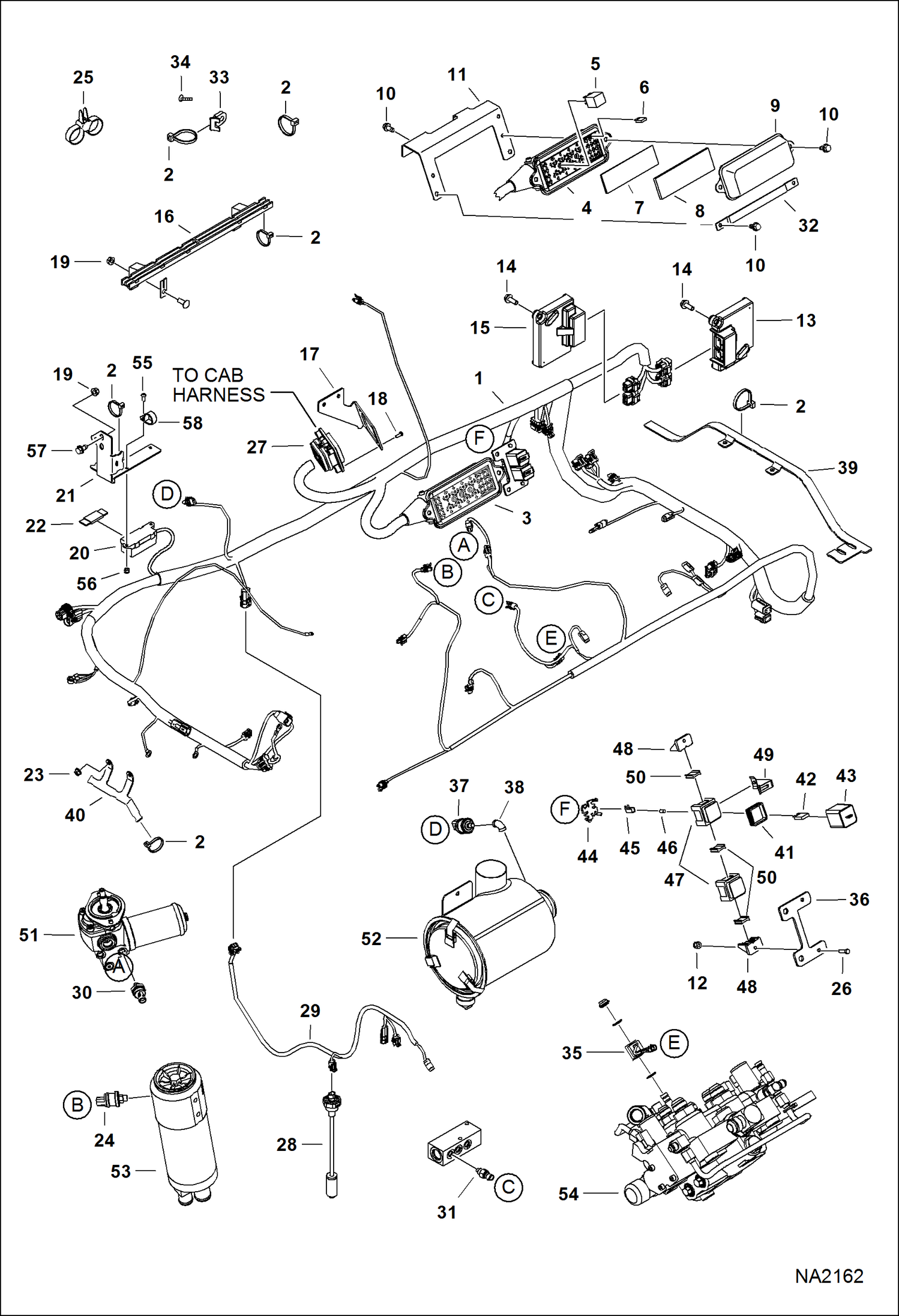 Схема запчастей Bobcat S-Series - ENGINE ELECTRICAL CIRCUITRY (Frame Harness & Filter Sensors) (S/N A3NT11001 - 12369, A3NU11001 - 11111) ELECTRICAL SYSTEM