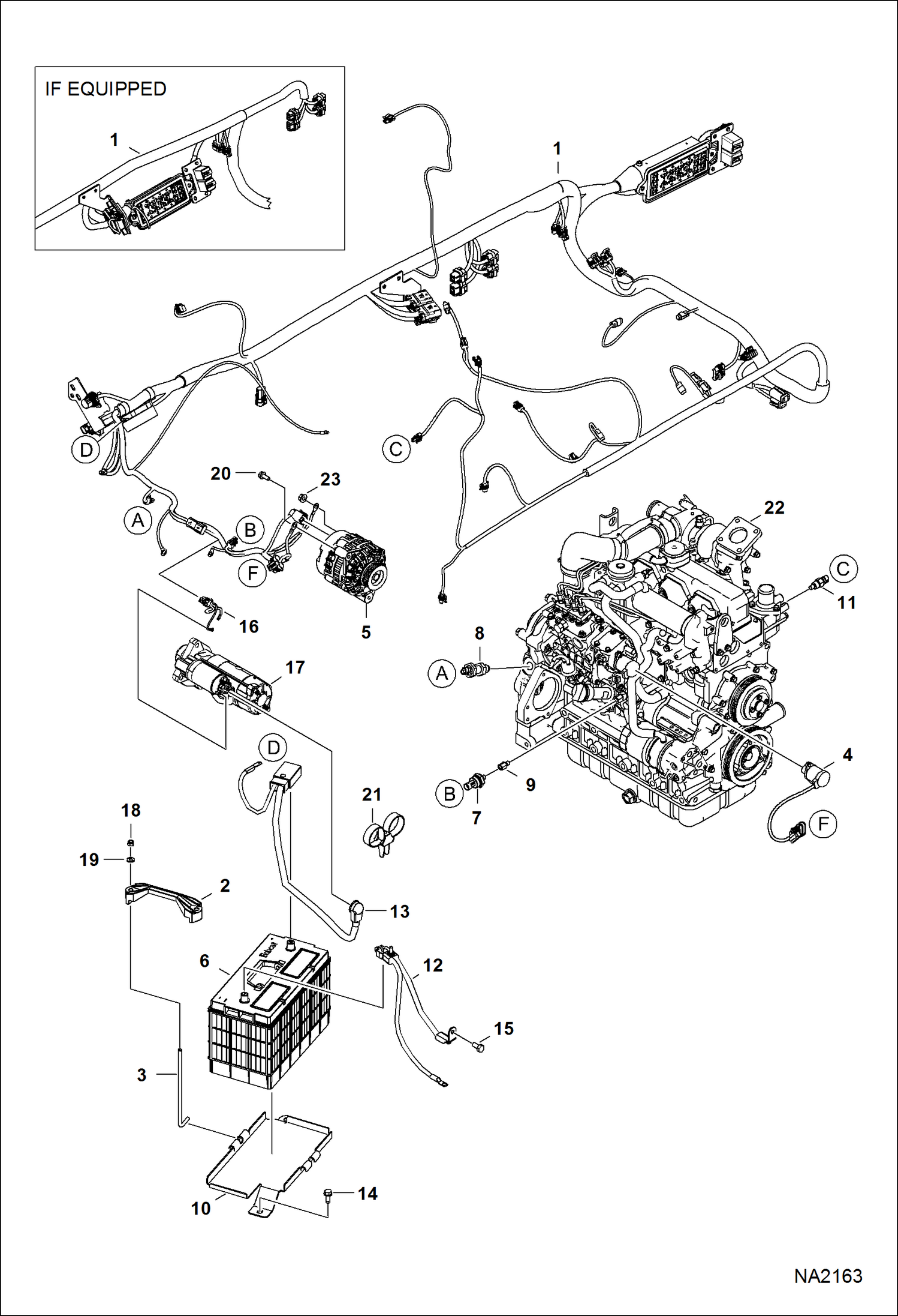 Схема запчастей Bobcat S-Series - ENGINE ELECTRICAL CIRCUITRY (Engine Sensors, Battery, Alt & Starter) ELECTRICAL SYSTEM