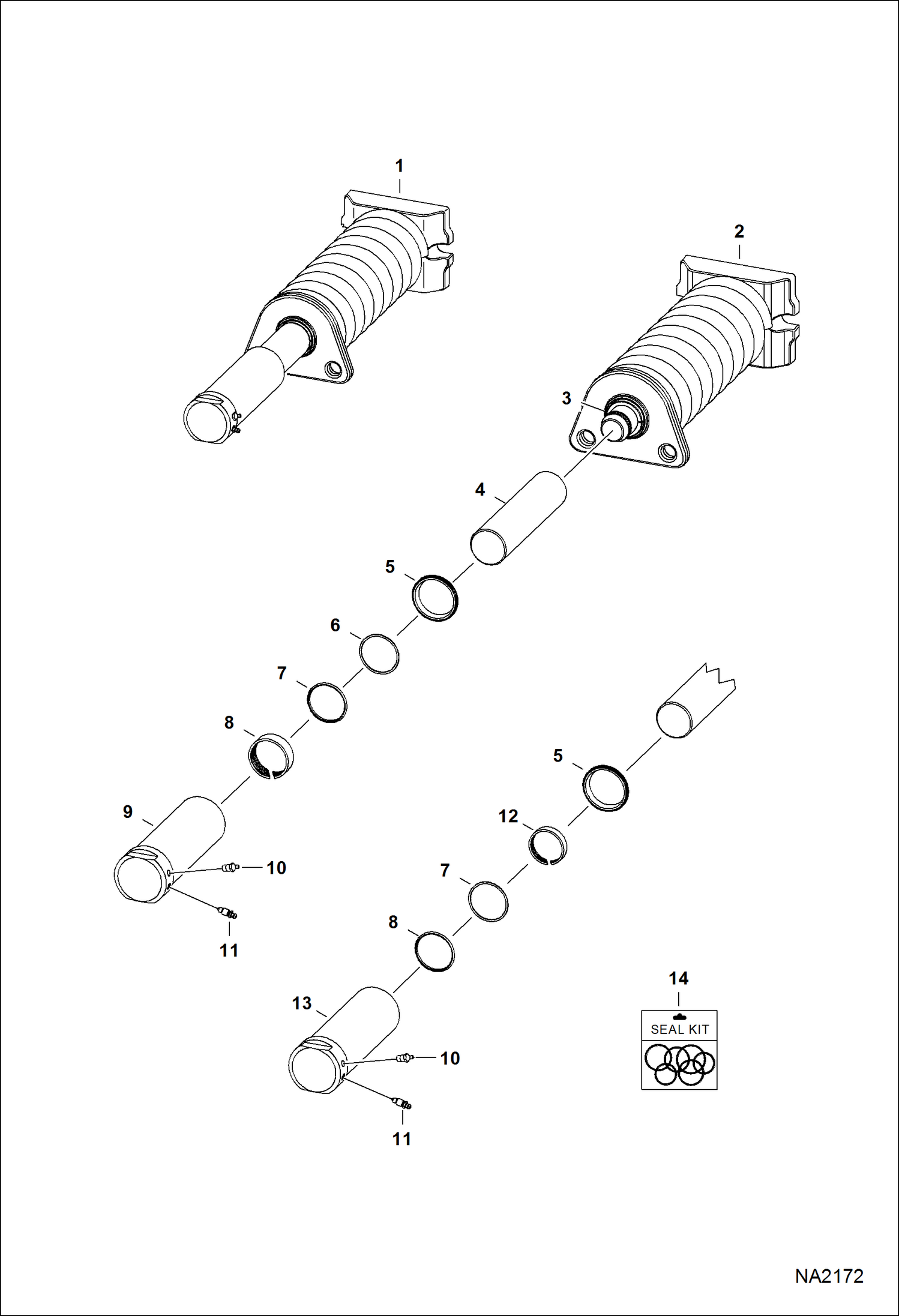 Схема запчастей Bobcat E45 - TRACK TENSIONER (S/N AG3G12398 & Above, AHHC12436 & Above) UNDERCARRIAGE