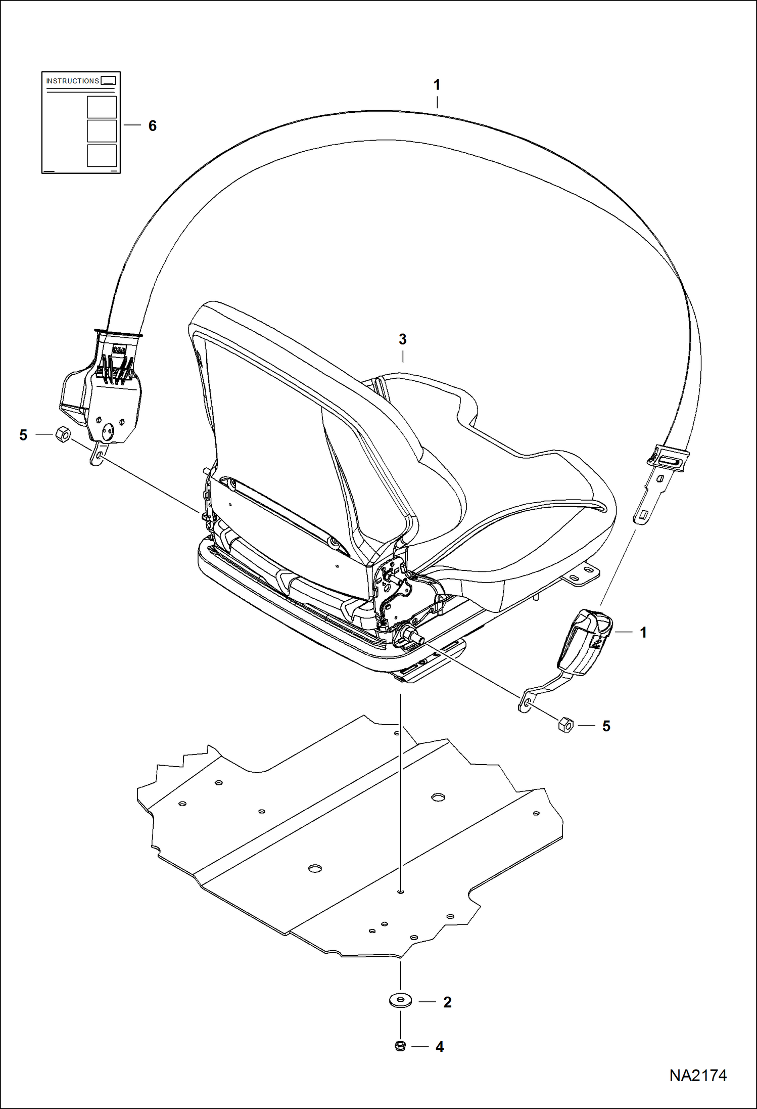 Схема запчастей Bobcat T-Series - SEAT & SEAT BELT MAIN FRAME