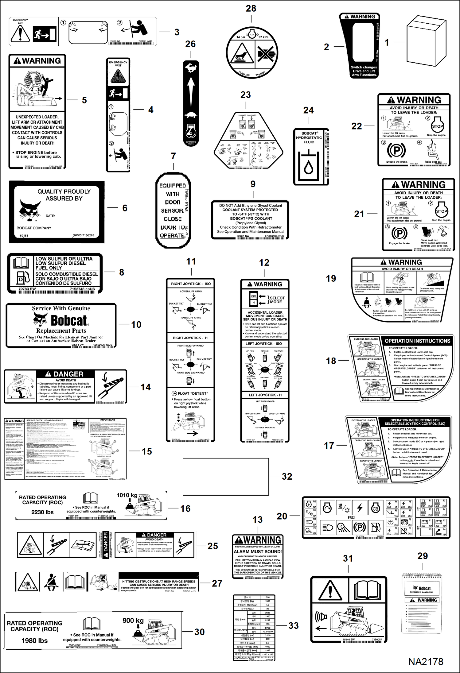 Схема запчастей Bobcat T-Series - DECALS (Inside) ACCESSORIES & OPTIONS