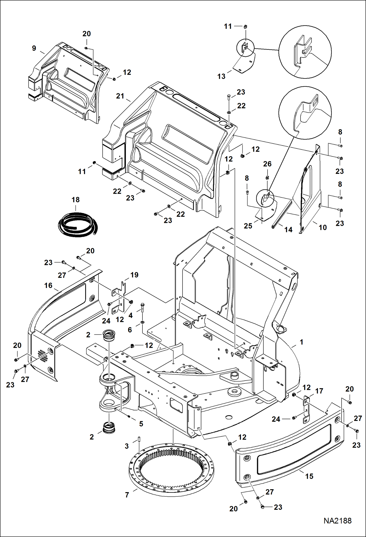 Схема запчастей Bobcat E32 - UPPERSTRUCTURE MAIN FRAME