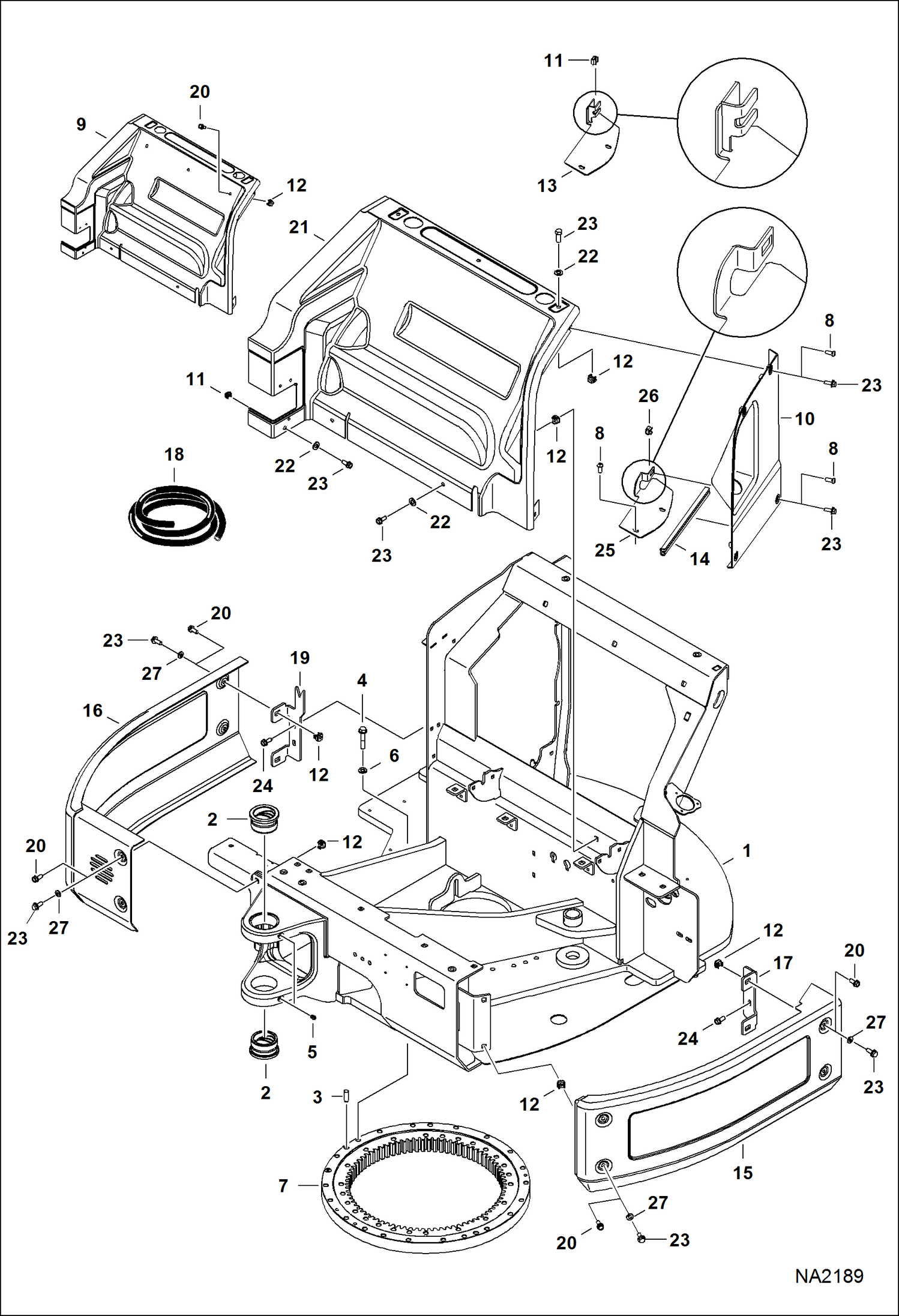 Схема запчастей Bobcat E35 - UPPERSTRUCTURE MAIN FRAME