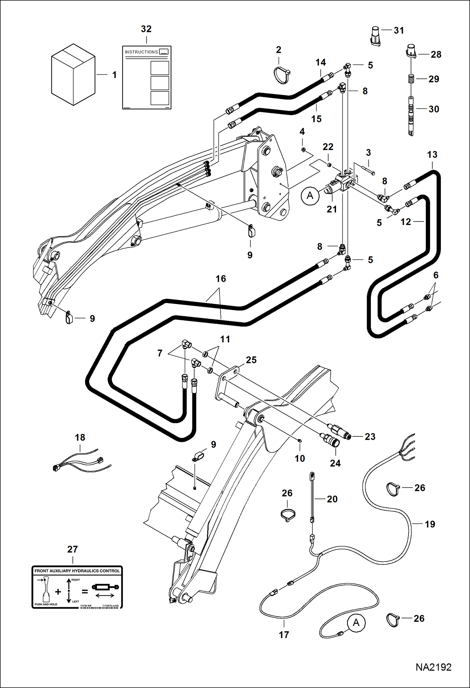 Схема запчастей Bobcat LOADER - TRACTOR LOADER 8TL (AE3C) (Front Auxiliary Kit) Компактные тракторы