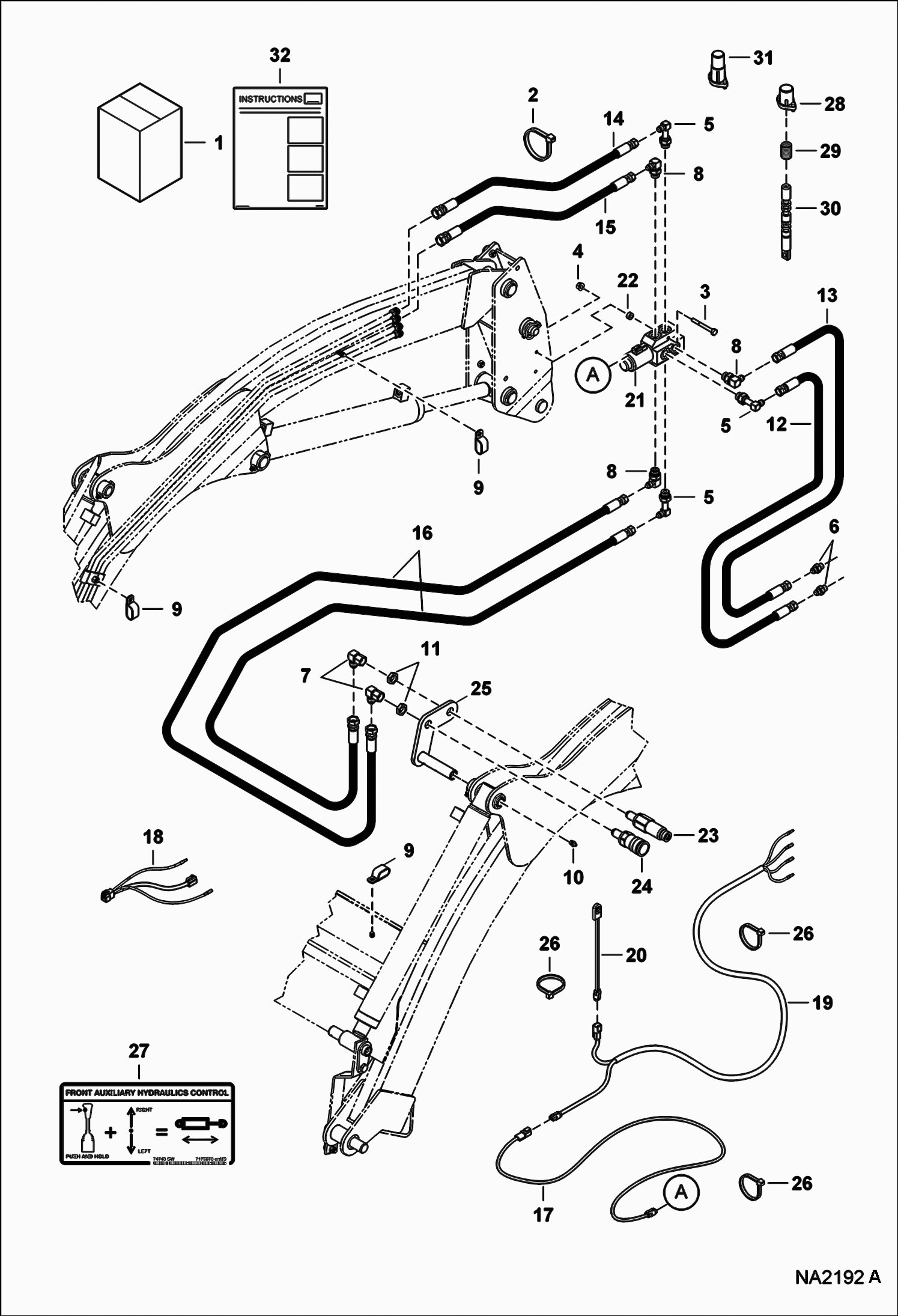 Схема запчастей Bobcat LOADER - TRACTOR LOADER 9TL (AE35) (Front Auxiliary Kit) Компактные тракторы