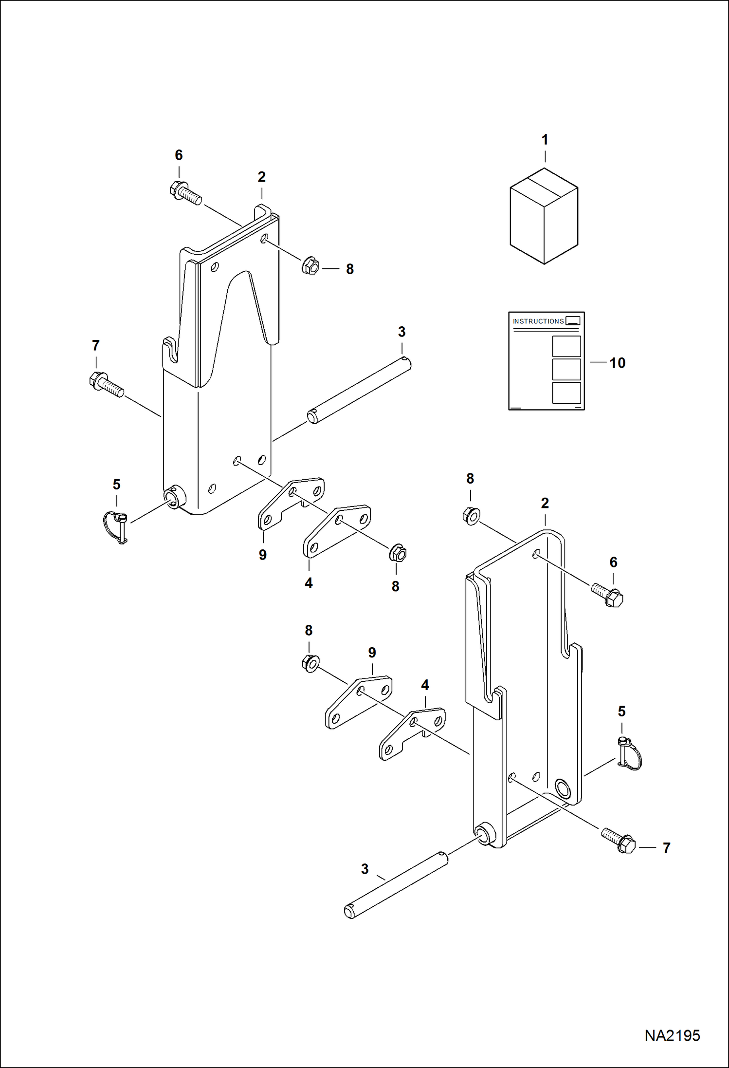 Схема запчастей Bobcat BACKHOE - BACKHOE (Rear Stabilizer Mount Kit) (Medium Frame) REAR STABILIZERS