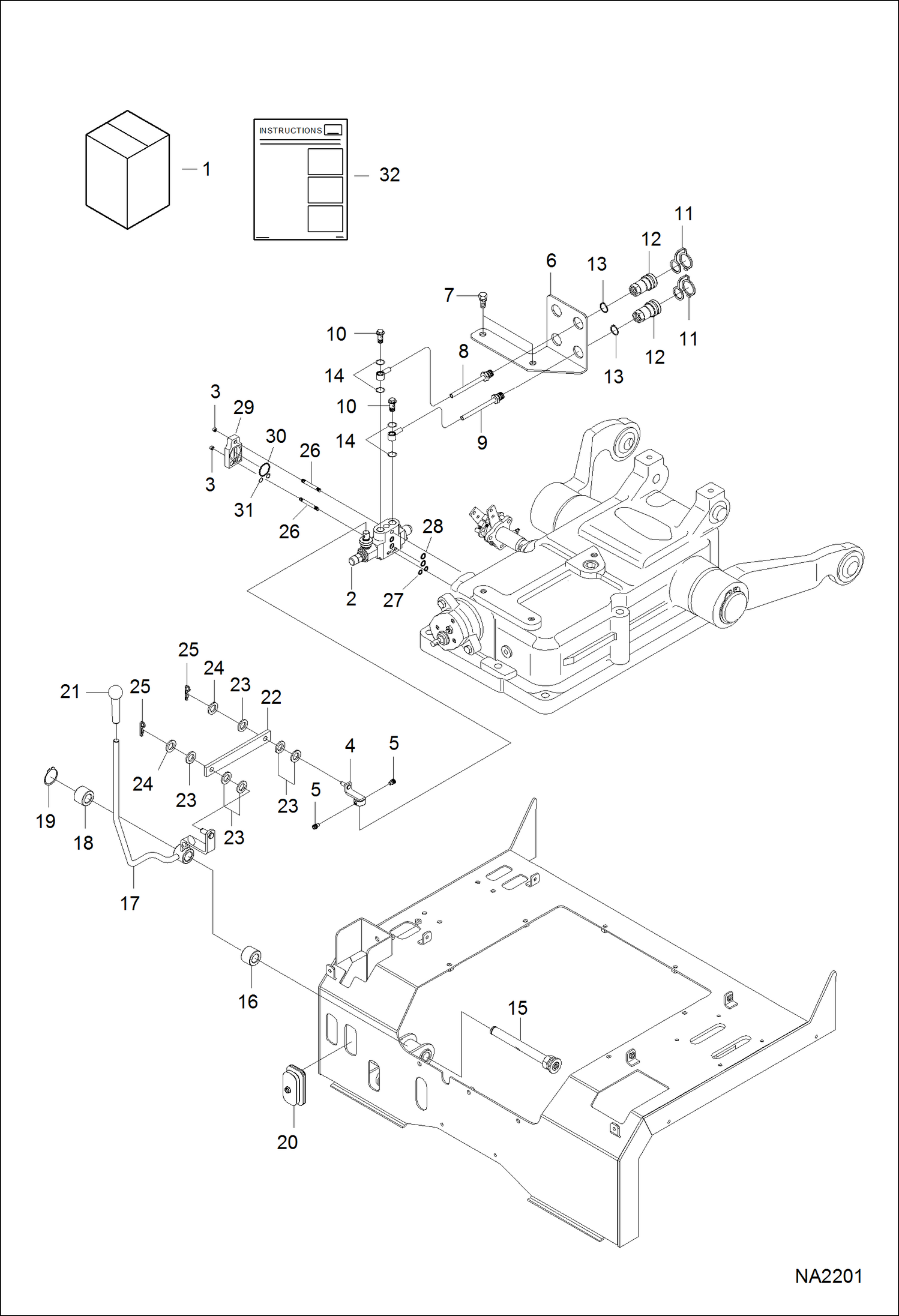 Схема запчастей Bobcat CT335 - REAR AUX KIT (Single) ACCESSORIES & OPTIONS