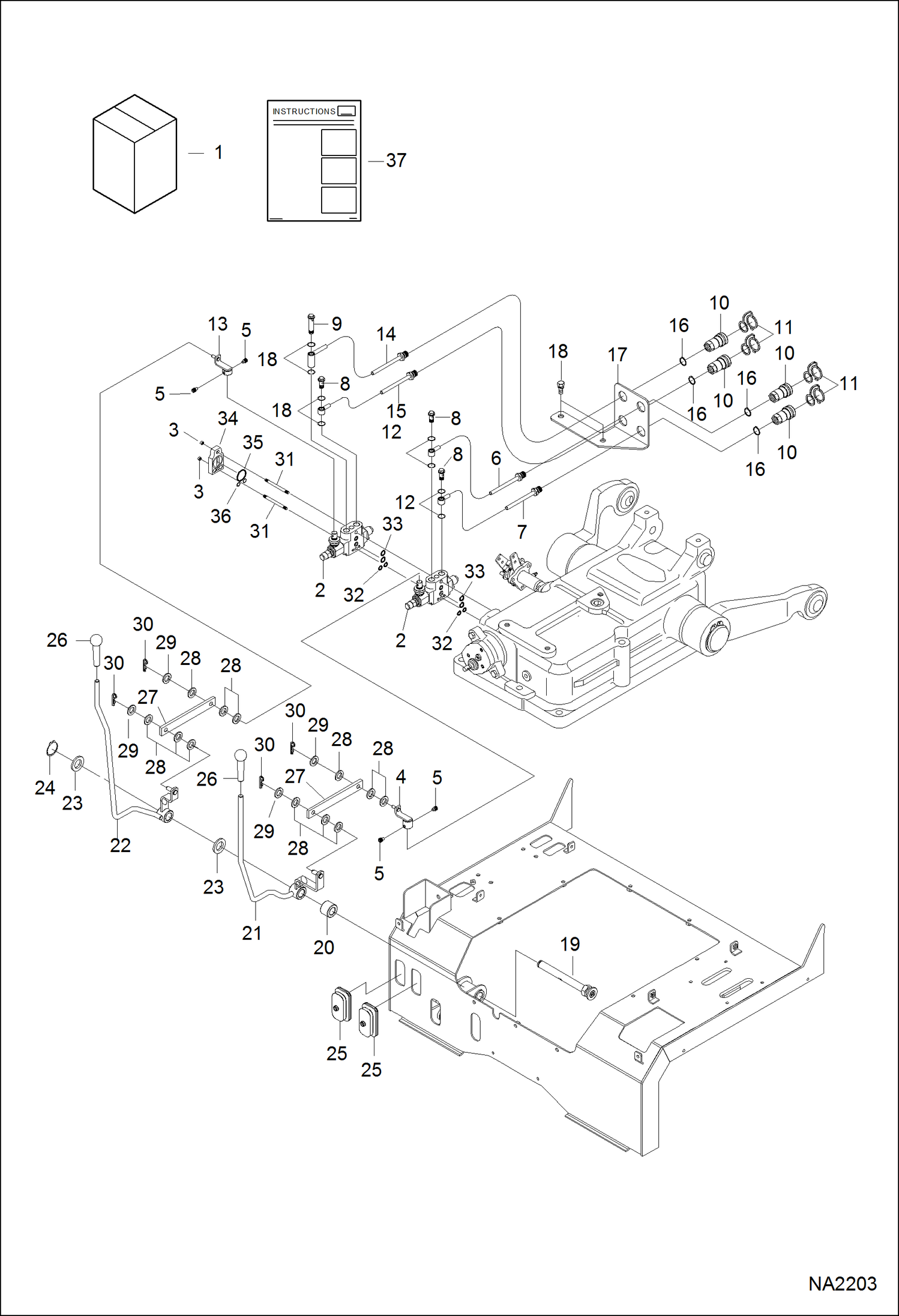 Схема запчастей Bobcat CT335 - REAR AUX KIT (Dual) ACCESSORIES & OPTIONS