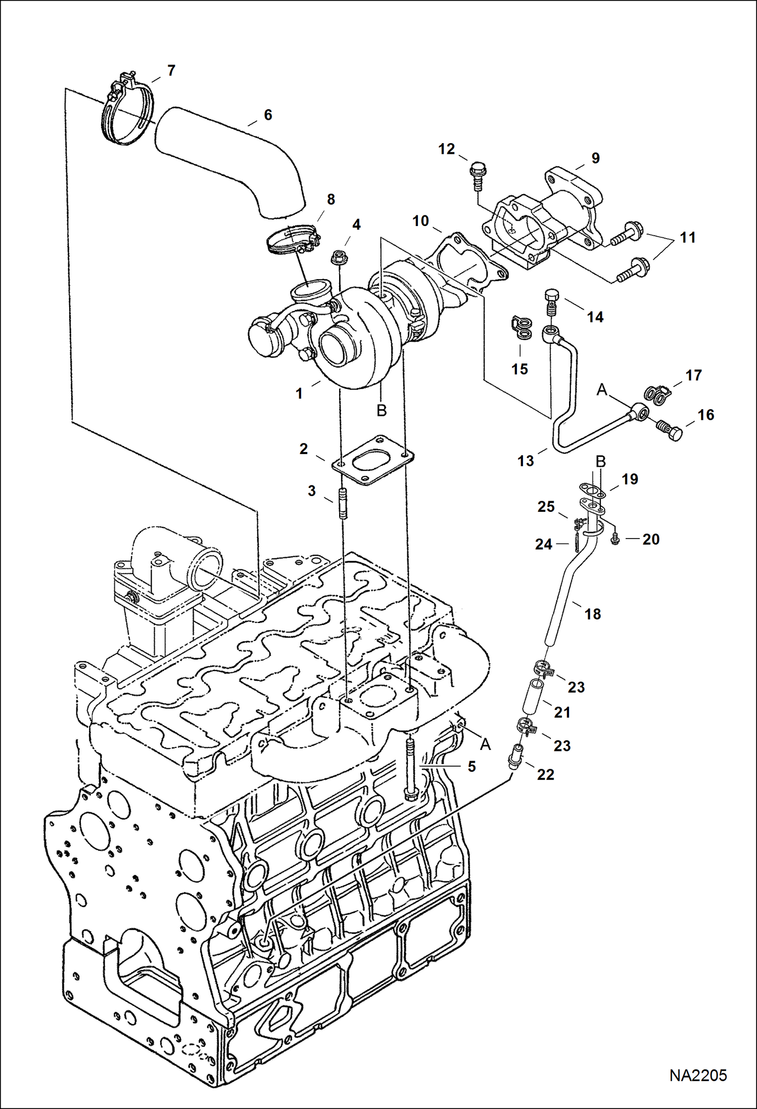 Схема запчастей Bobcat WL440 - TURBOCHARGER (Kubota) POWER UNIT