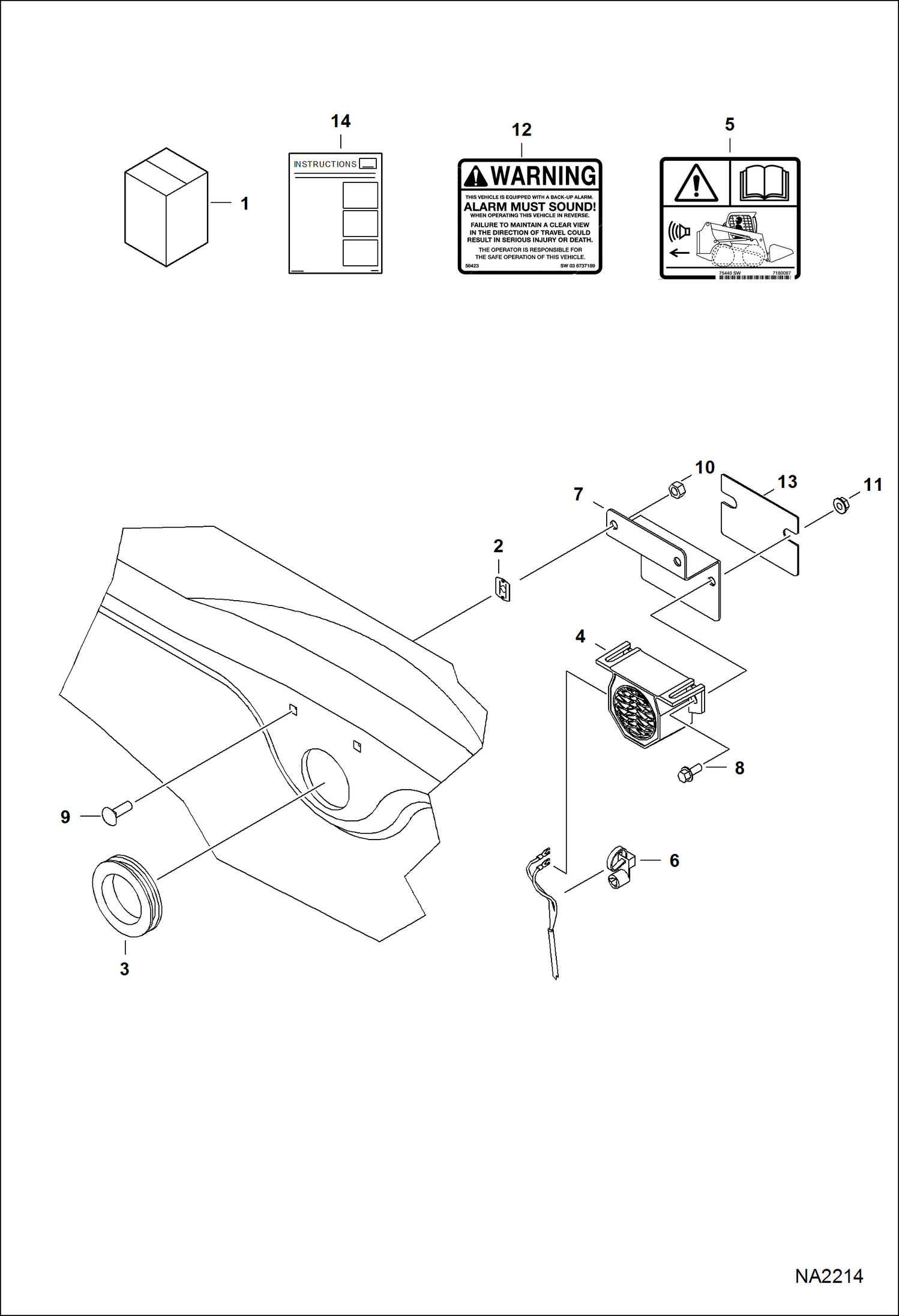 Схема запчастей Bobcat A-Series - BACK-UP ALARM KIT ACCESSORIES & OPTIONS