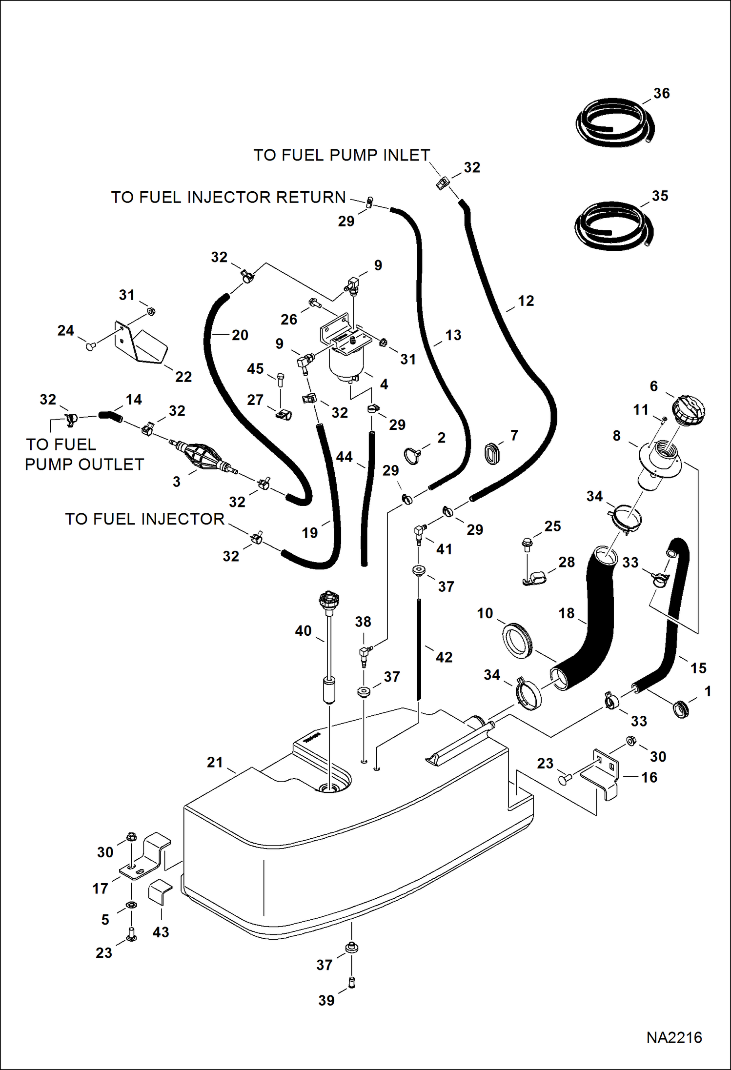 Схема запчастей Bobcat E32 - ENGINE & ATTACHING PARTS (Fuel System) POWER UNIT