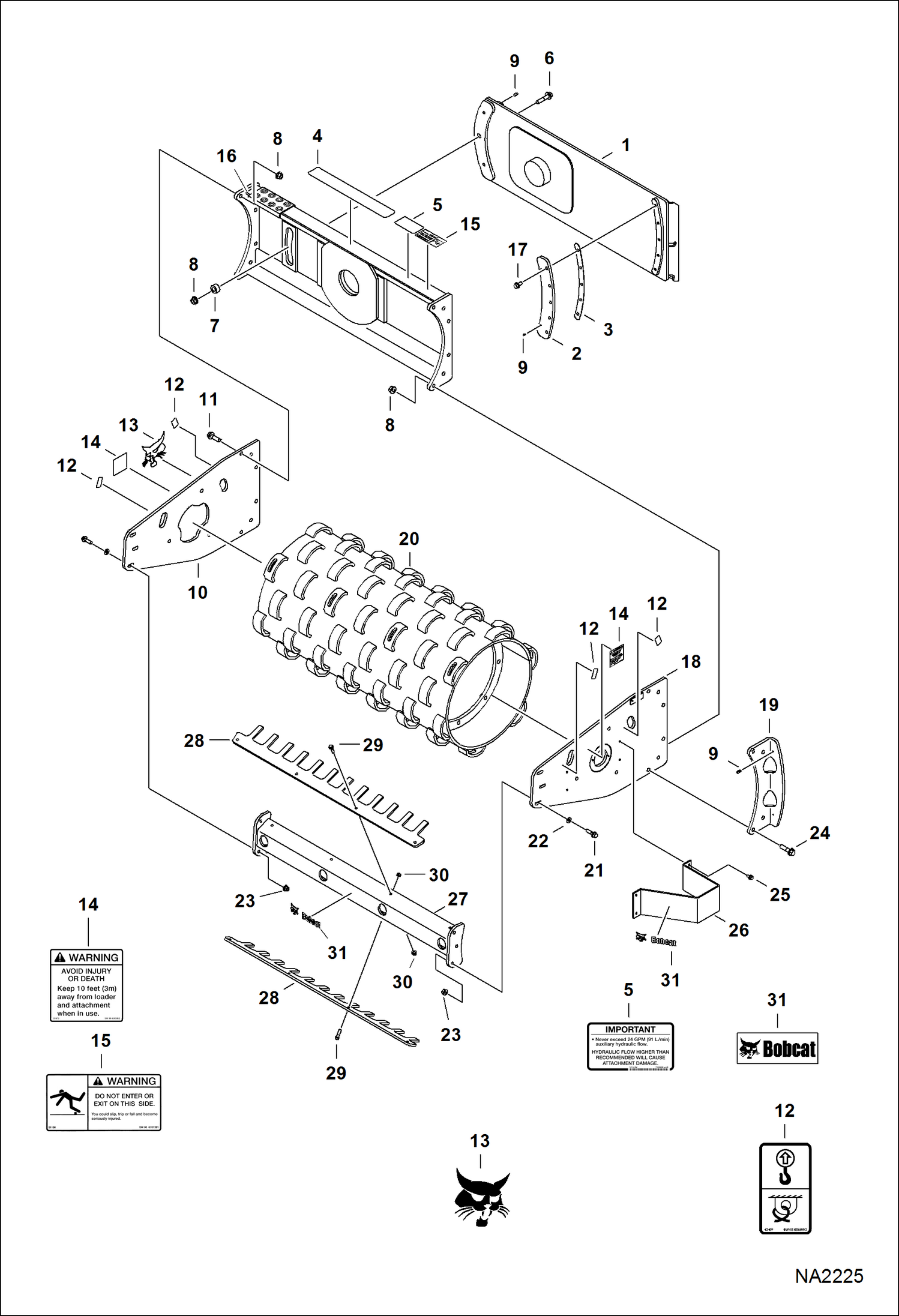 Схема запчастей Bobcat VIBRATORY ROLLER - VIBRATORY ROLLER (Frame & Roller) (48 Padded AFLJ) Loader