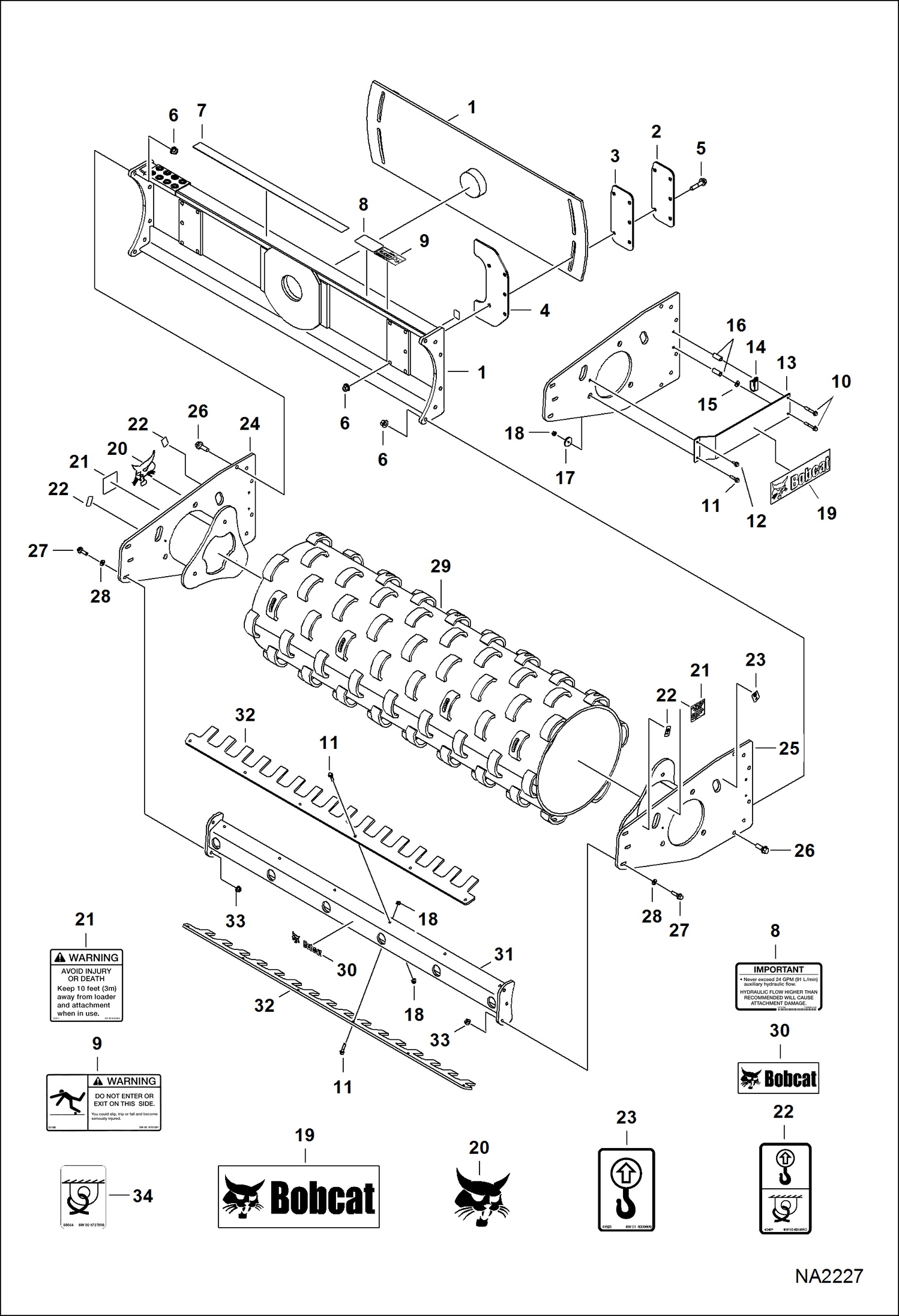 Схема запчастей Bobcat VIBRATORY ROLLER - VIBRATORY ROLLER (Frame & Roller) (73 Padded AFLD) Loader