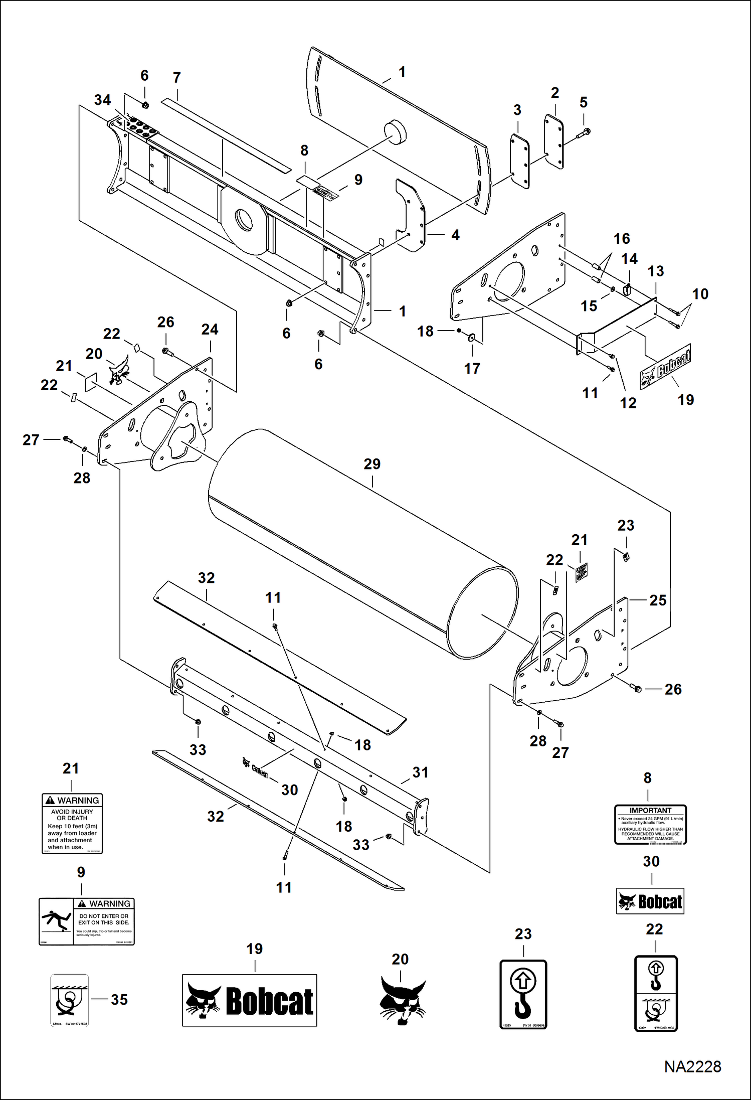 Схема запчастей Bobcat VIBRATORY ROLLER - VIBRATORY ROLLER (Frame & Roller) (73 Smooth AFLE) (80 Smooth AFLC) Loader