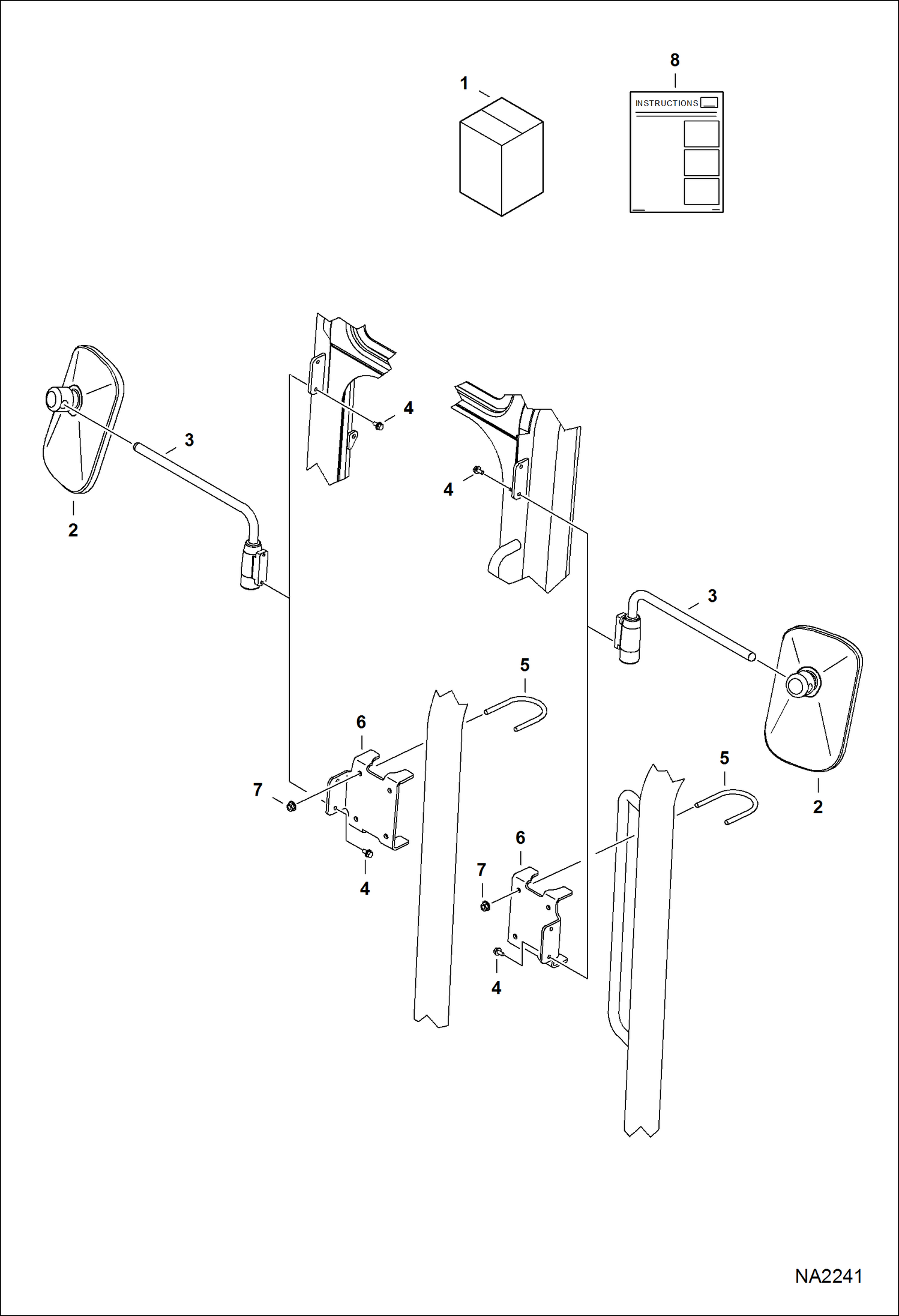 Схема запчастей Bobcat E25 - MIRROR KIT ACCESSORIES & OPTIONS