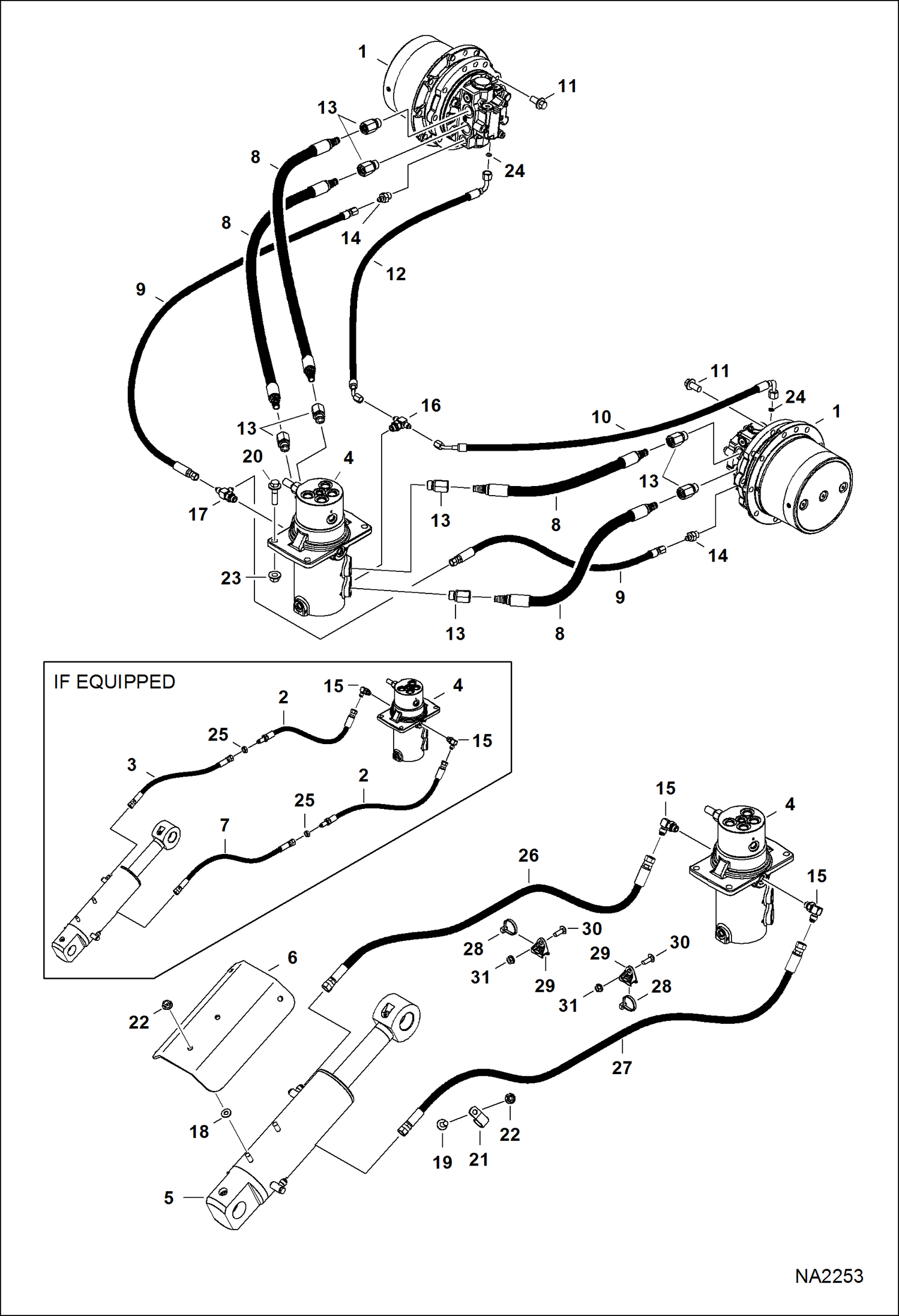 Схема запчастей Bobcat E32 - HYDRAULIC CIRCUITRY (Lower) HYDRAULIC SYSTEM