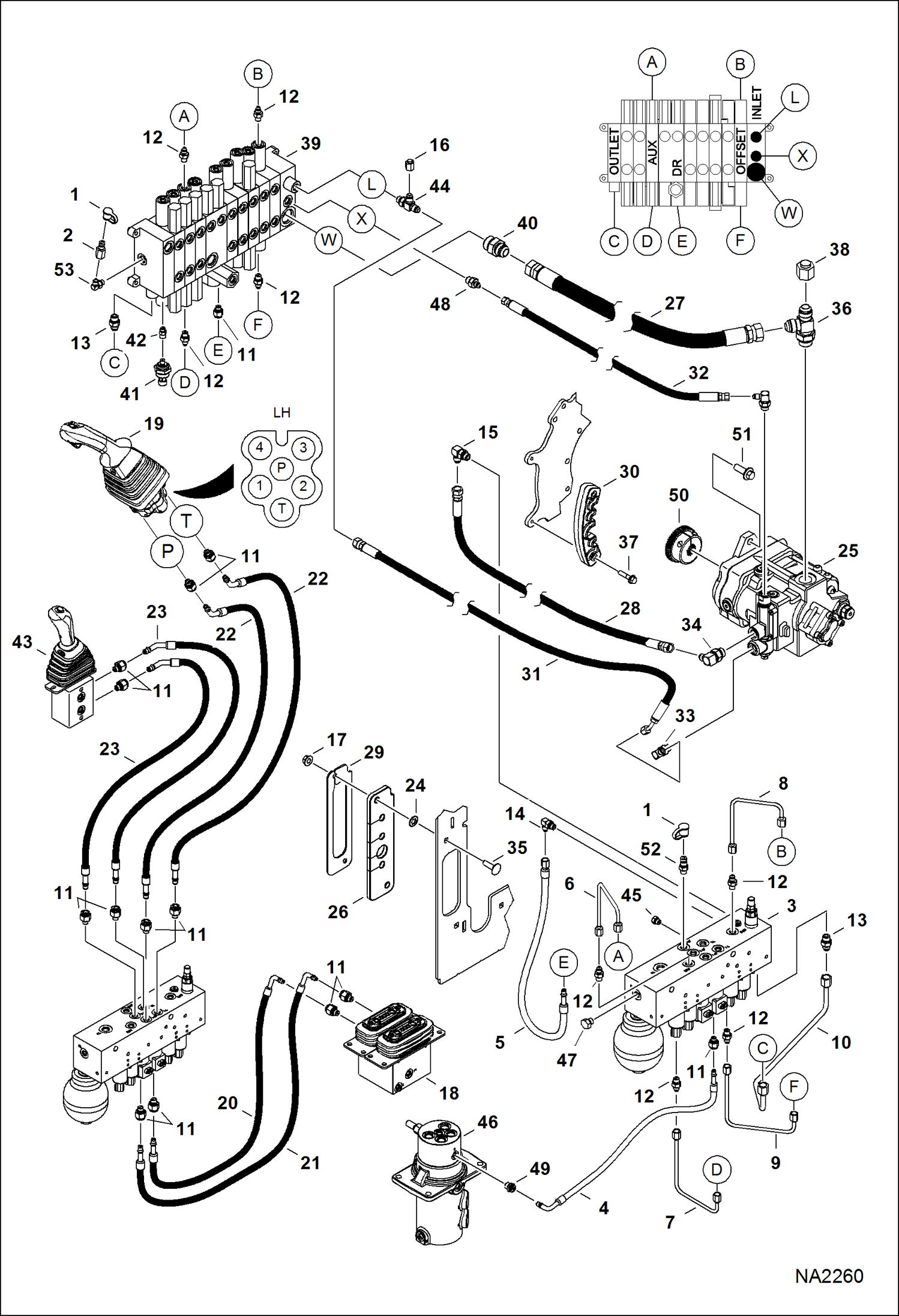 Схема запчастей Bobcat E32 - HYDRAULIC CIRCUITRY (Manifold & Pump) HYDRAULIC SYSTEM