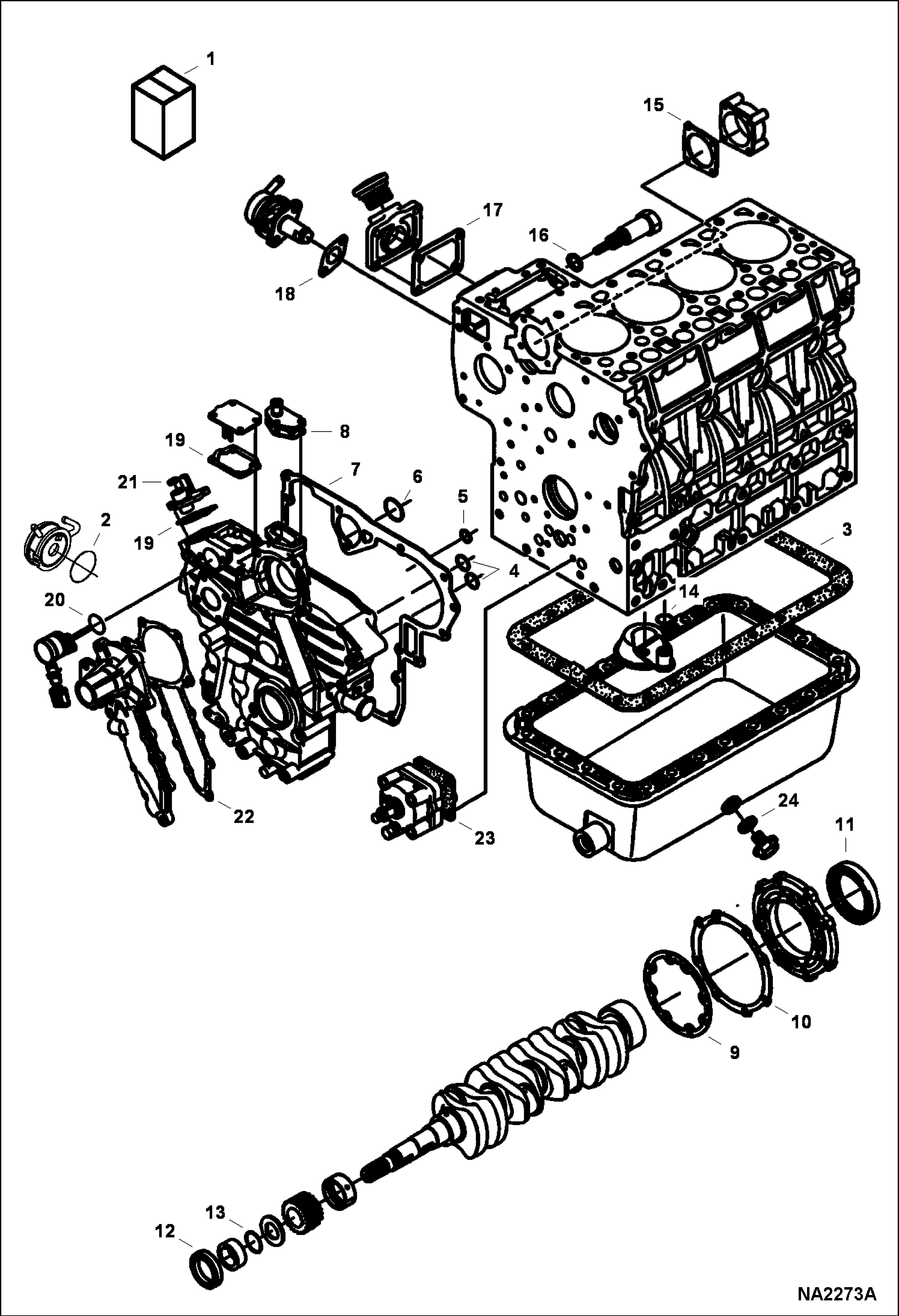 Схема запчастей Bobcat S-Series - LOWER GASKET KIT (Kubota - V2003TMDI - Tier II) (S/N E/ 9PZ999 & Below) POWER UNIT