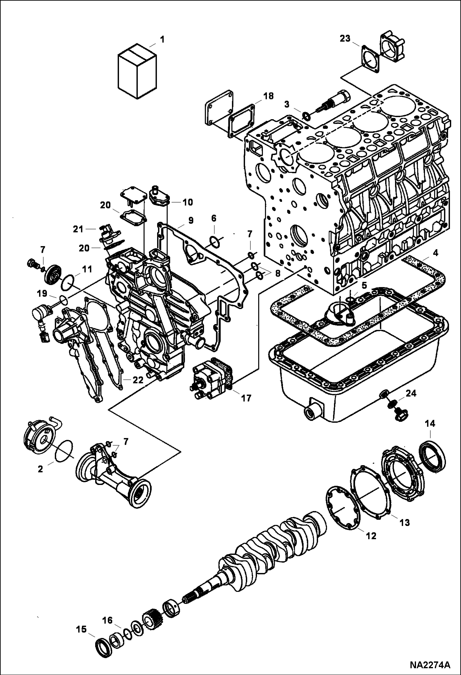 Схема запчастей Bobcat 430 - LOWER GASKET KIT (S/N E/ 9ZZ999 & Below) (S/N 562711001 & Above) POWER UNIT